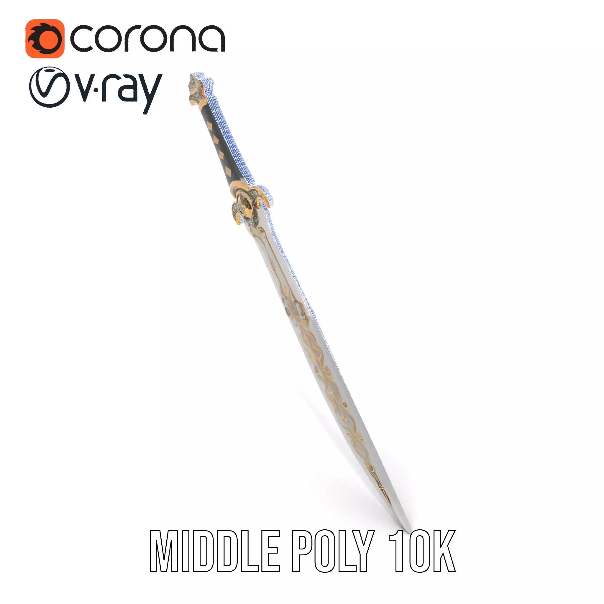 Enchanted Gold Dagger model pack Low-poly 3D model_27