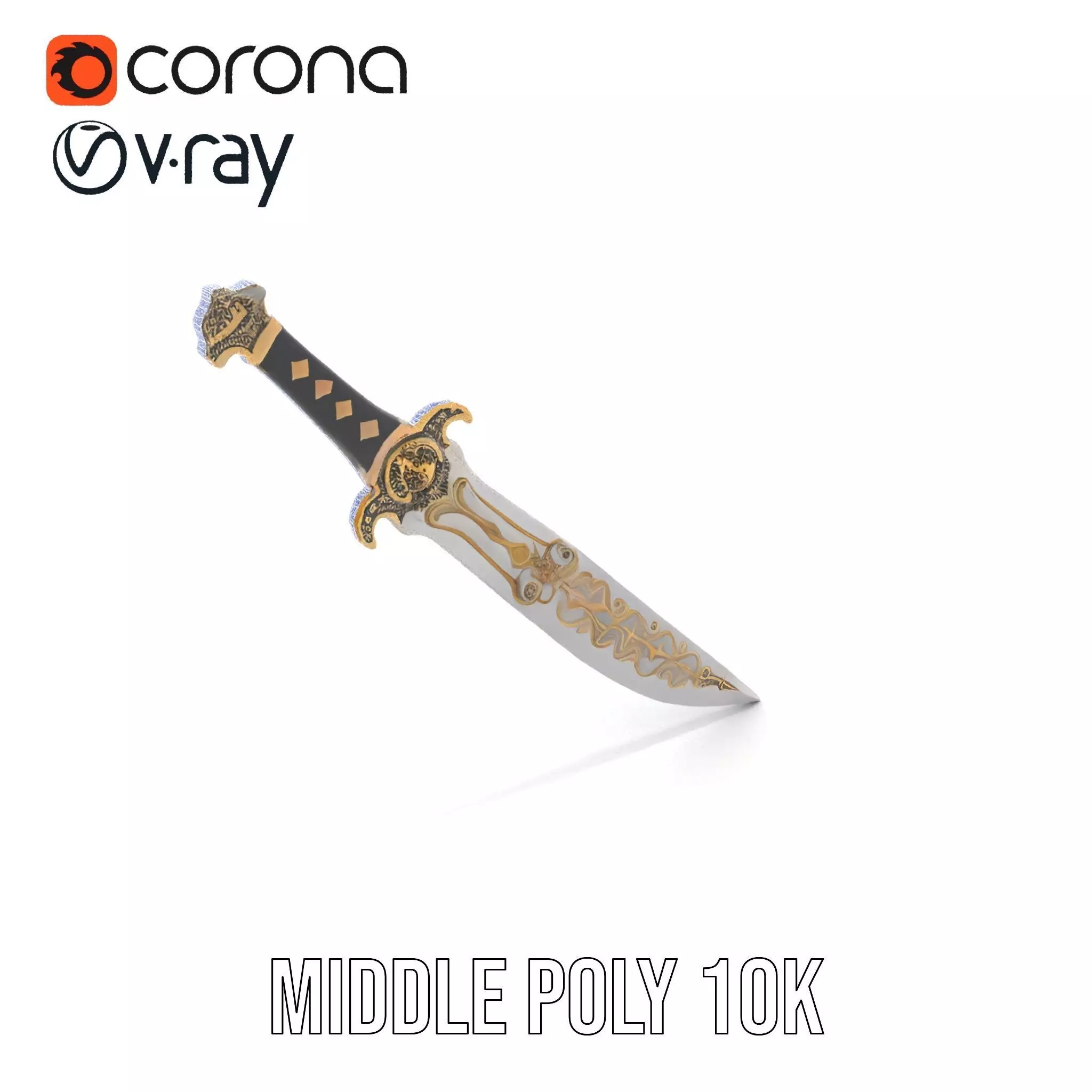 Enchanted Gold Dagger model pack Low-poly 3D model_29