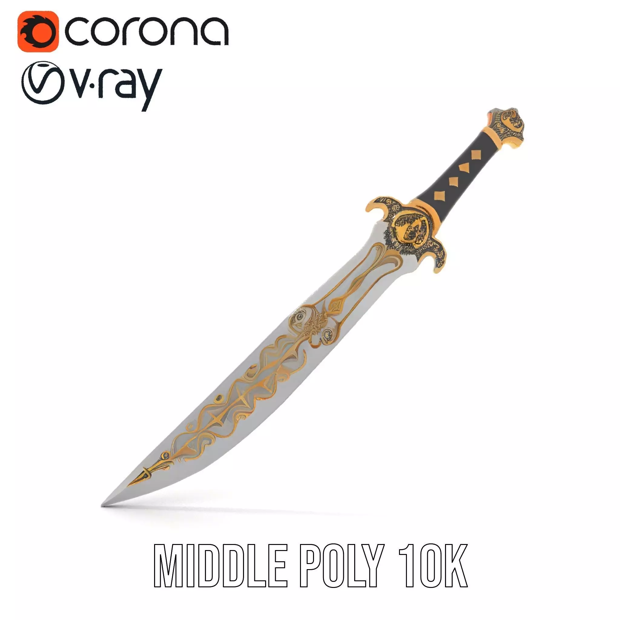 Enchanted Gold Dagger model pack Low-poly 3D model_11