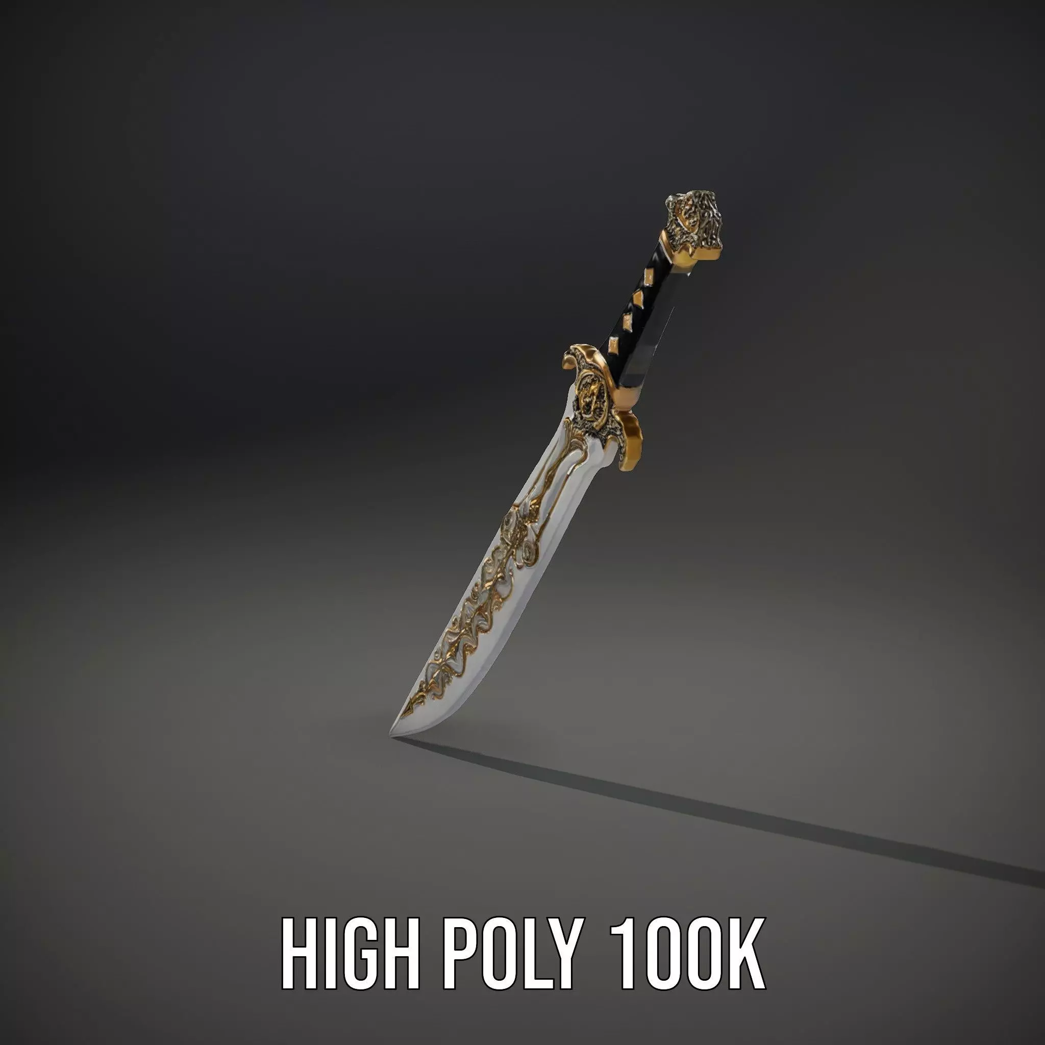Enchanted Gold Dagger model pack Low-poly 3D model_10