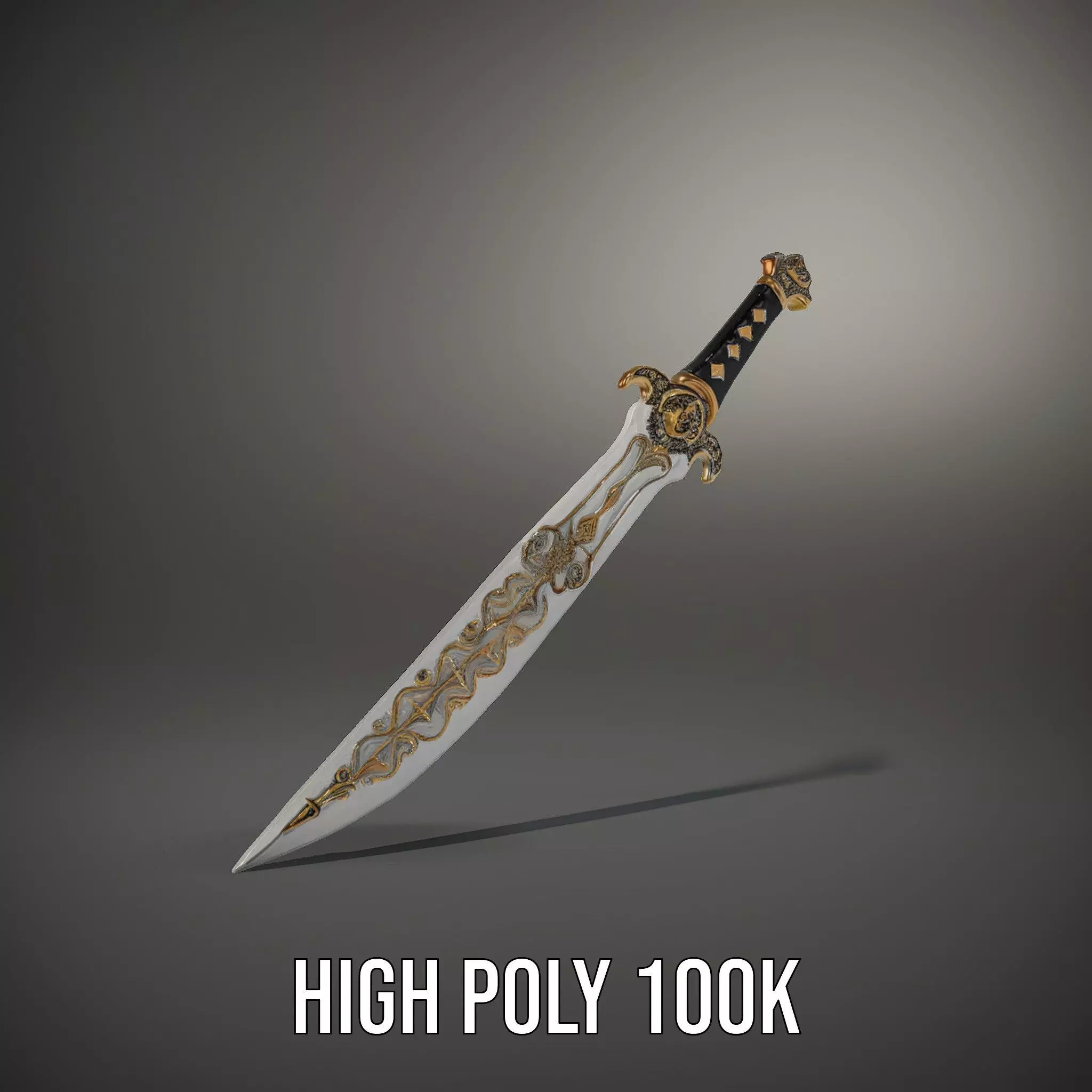 Enchanted Gold Dagger model pack Low-poly 3D model_8