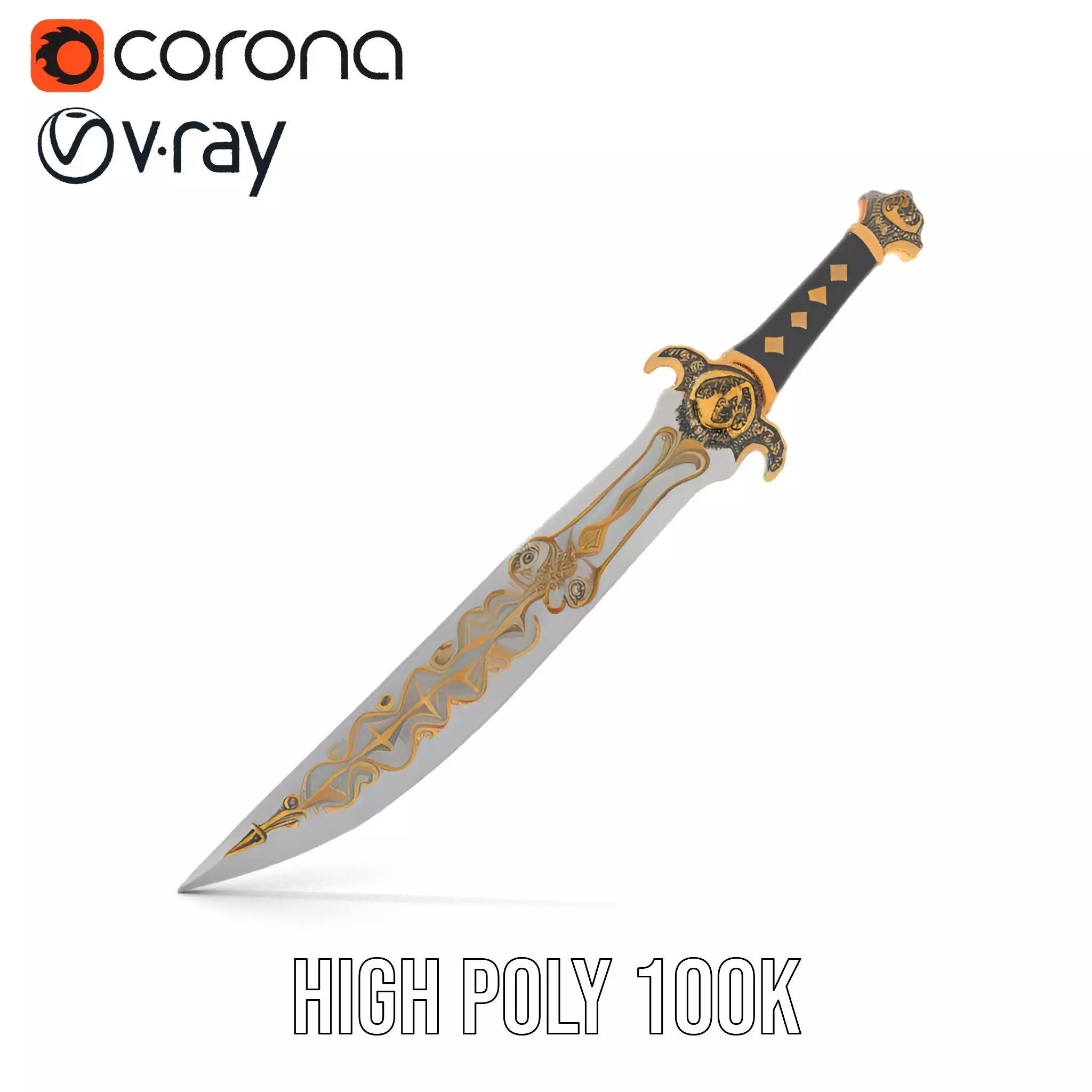 Enchanted Gold Dagger model pack Low-poly 3D model_21