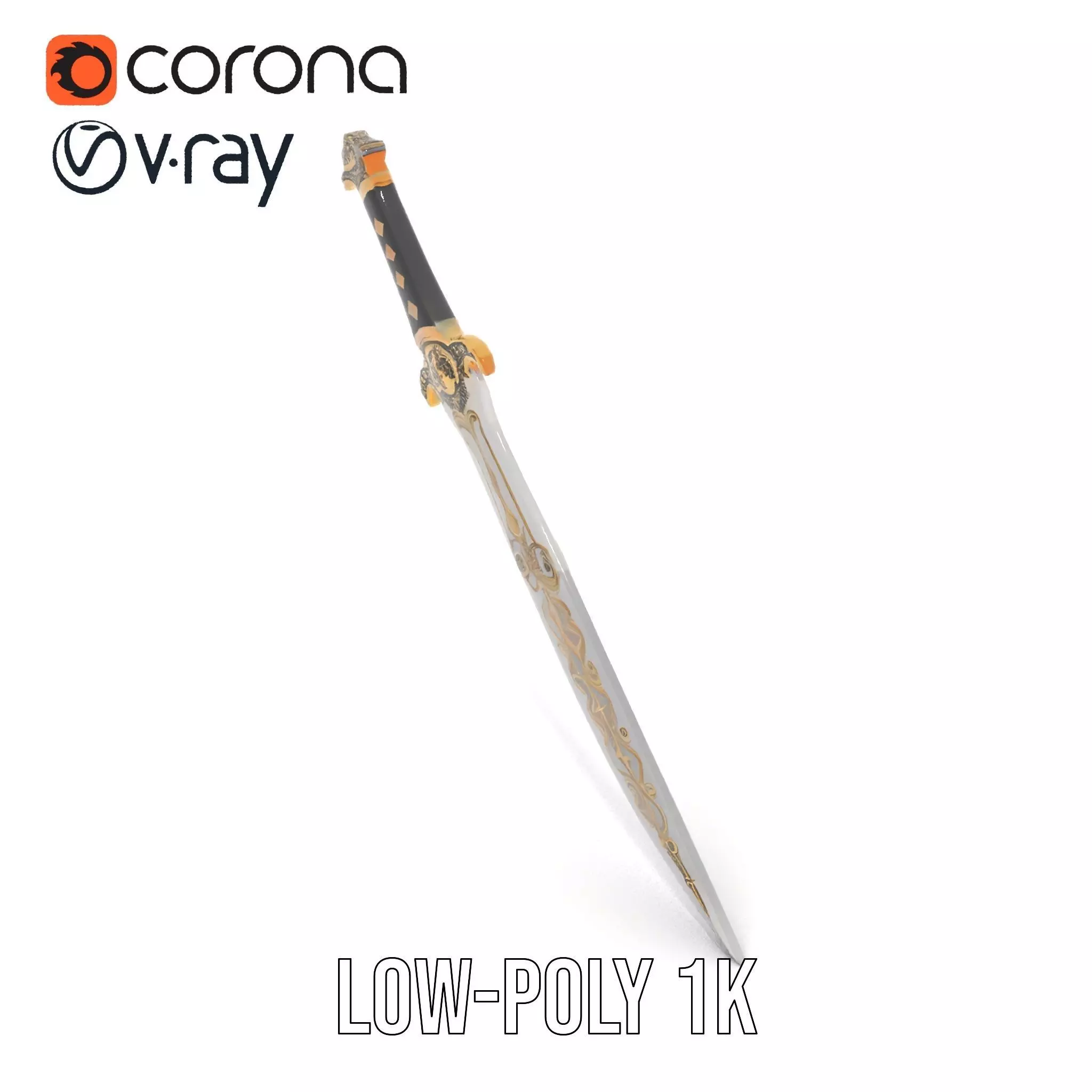 Enchanted Gold Dagger model pack Low-poly 3D model_20