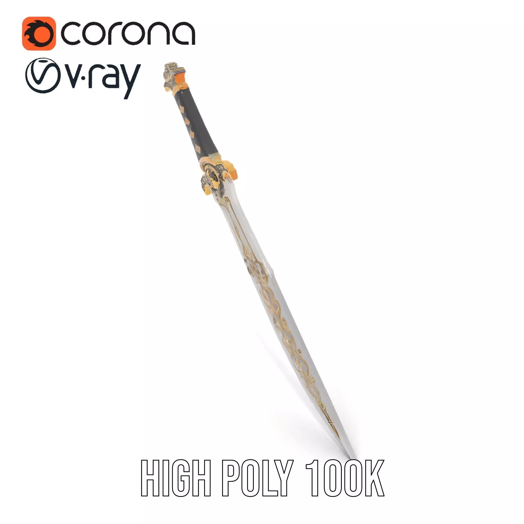 Enchanted Gold Dagger model pack Low-poly 3D model_18