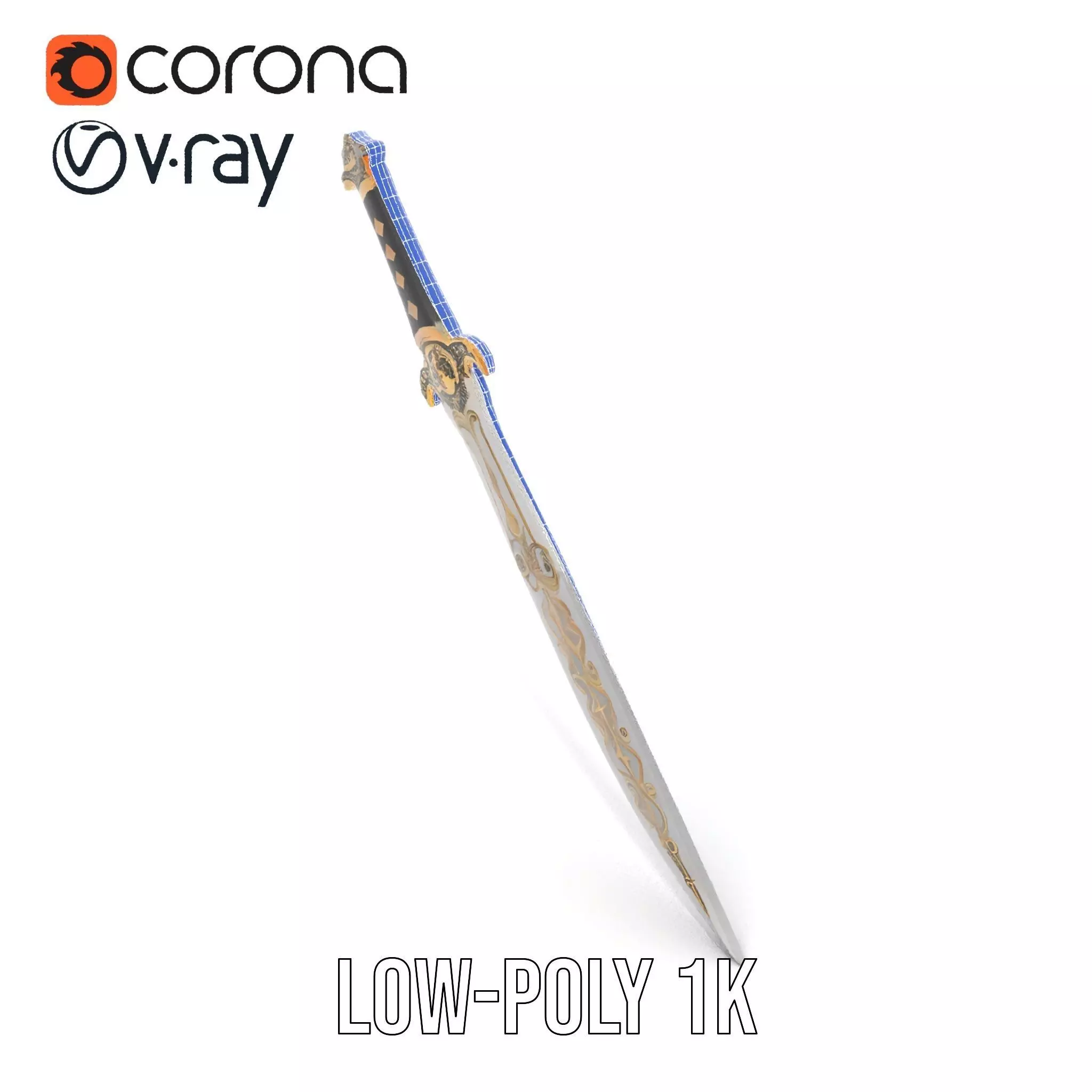 Enchanted Gold Dagger model pack Low-poly 3D model_23