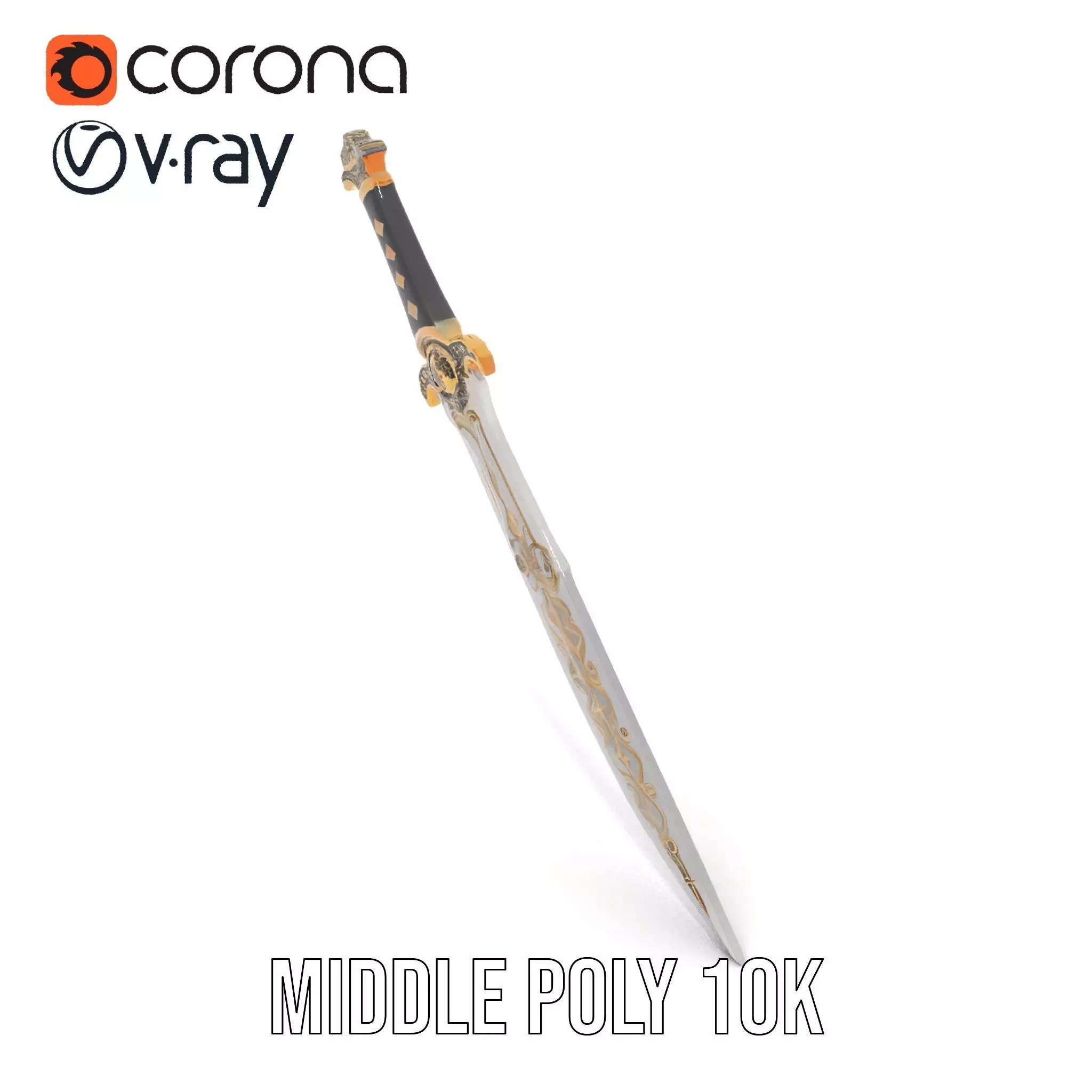 Enchanted Gold Dagger model pack Low-poly 3D model_24