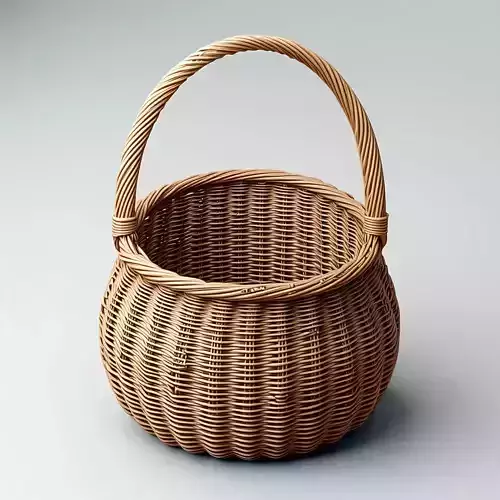 Realistic Wicker Basket 3D Model