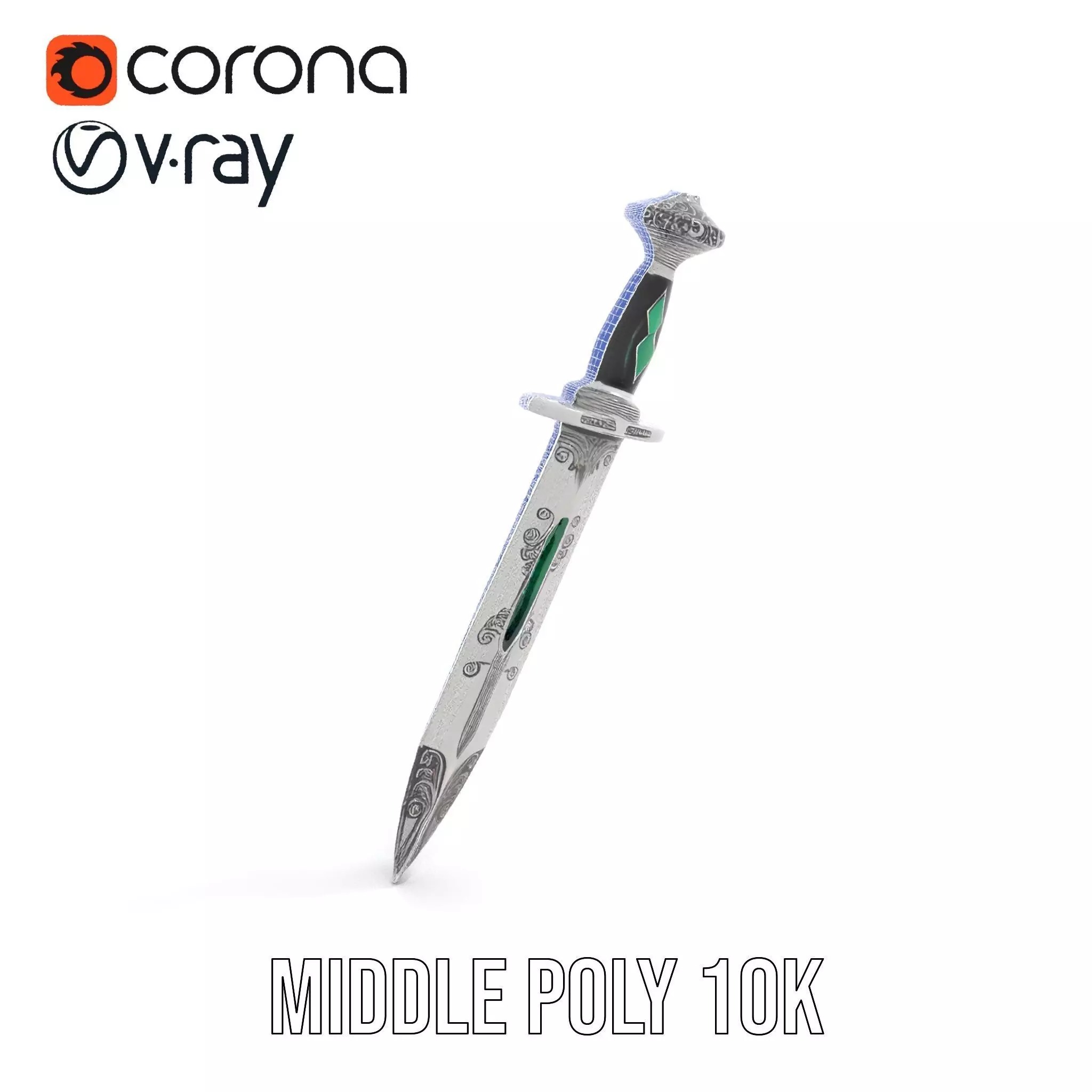 Emerald Enchanted Dagger model pack Low-poly 3D model_29