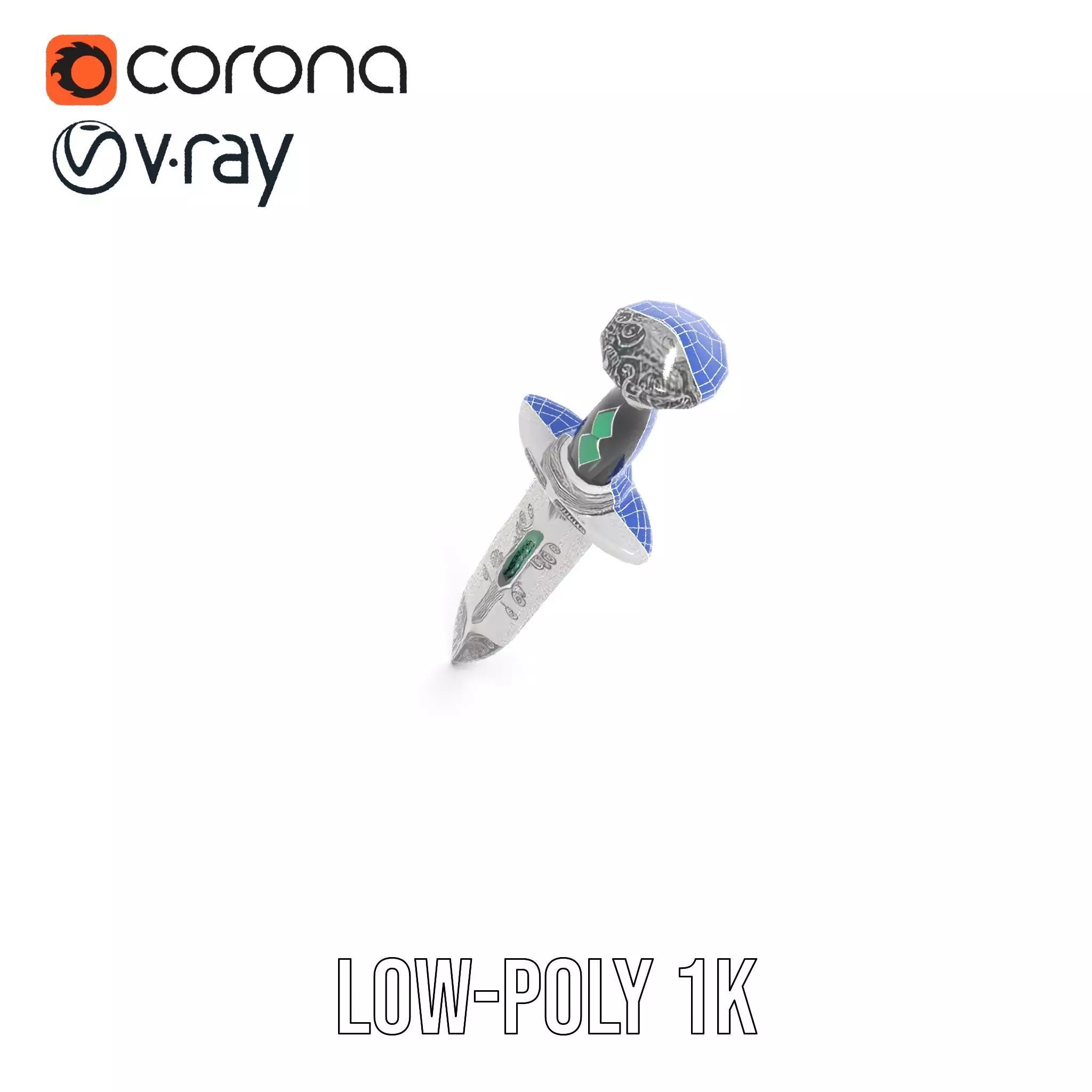 Emerald Enchanted Dagger model pack Low-poly 3D model_25