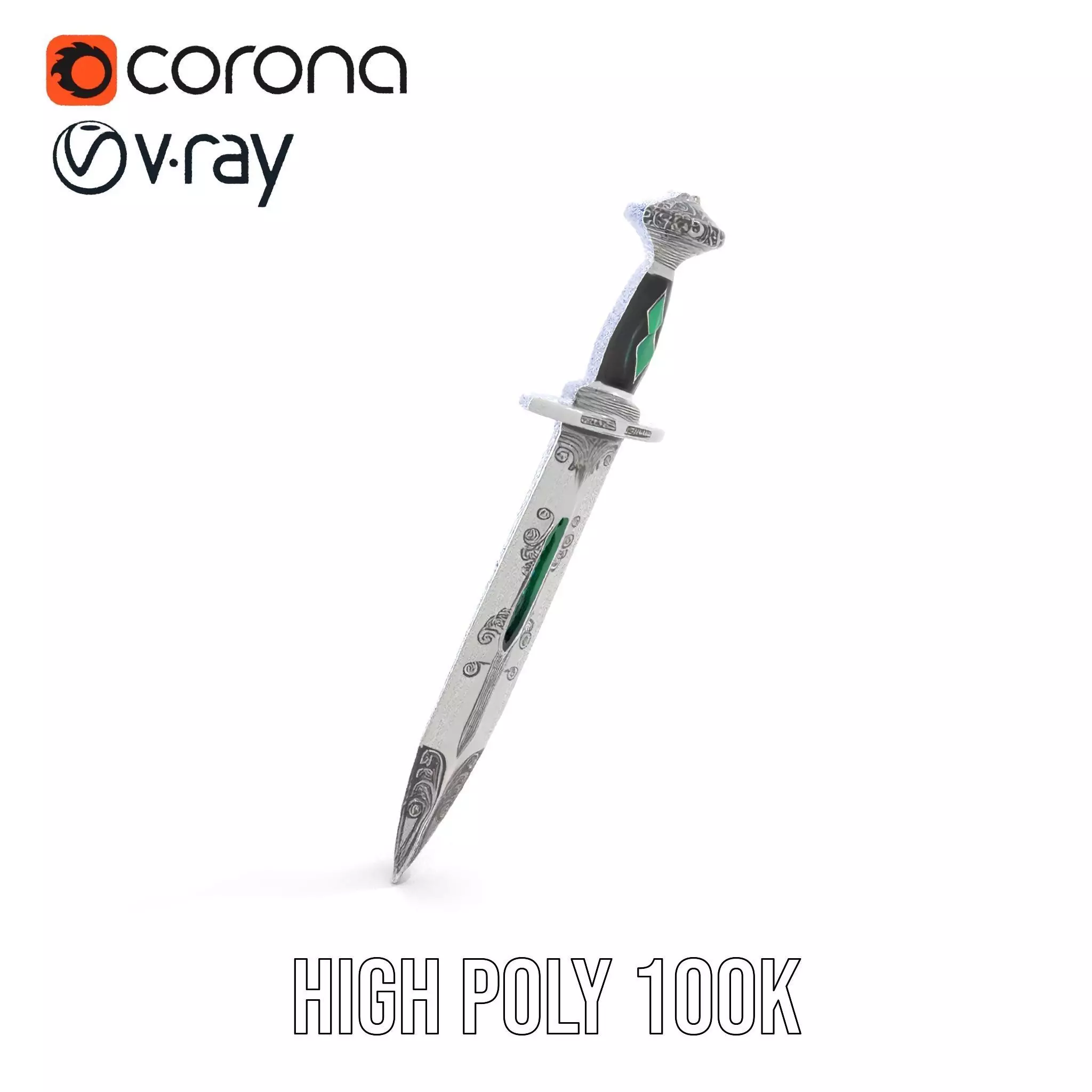 Emerald Enchanted Dagger model pack Low-poly 3D model_31