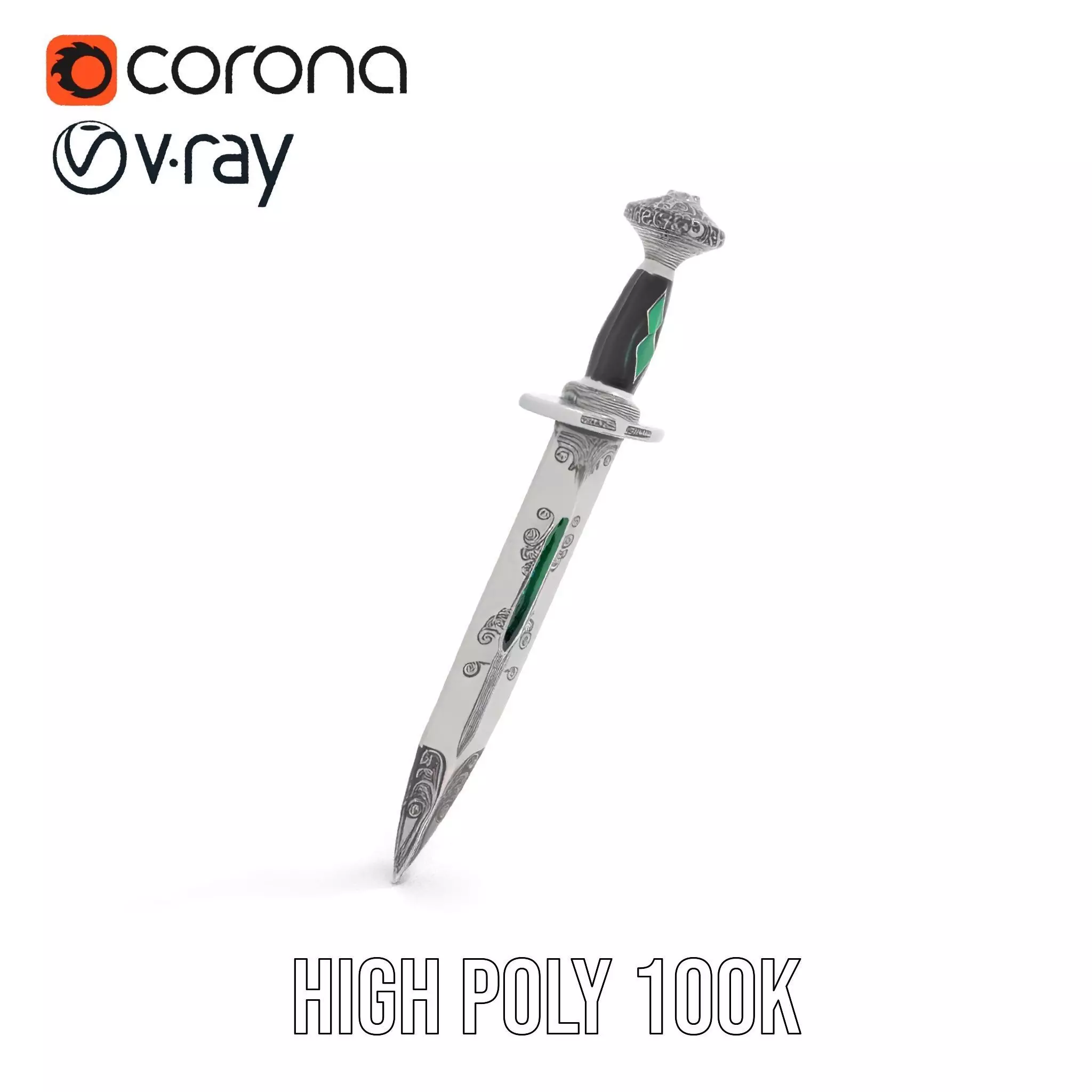 Emerald Enchanted Dagger model pack Low-poly 3D model_20