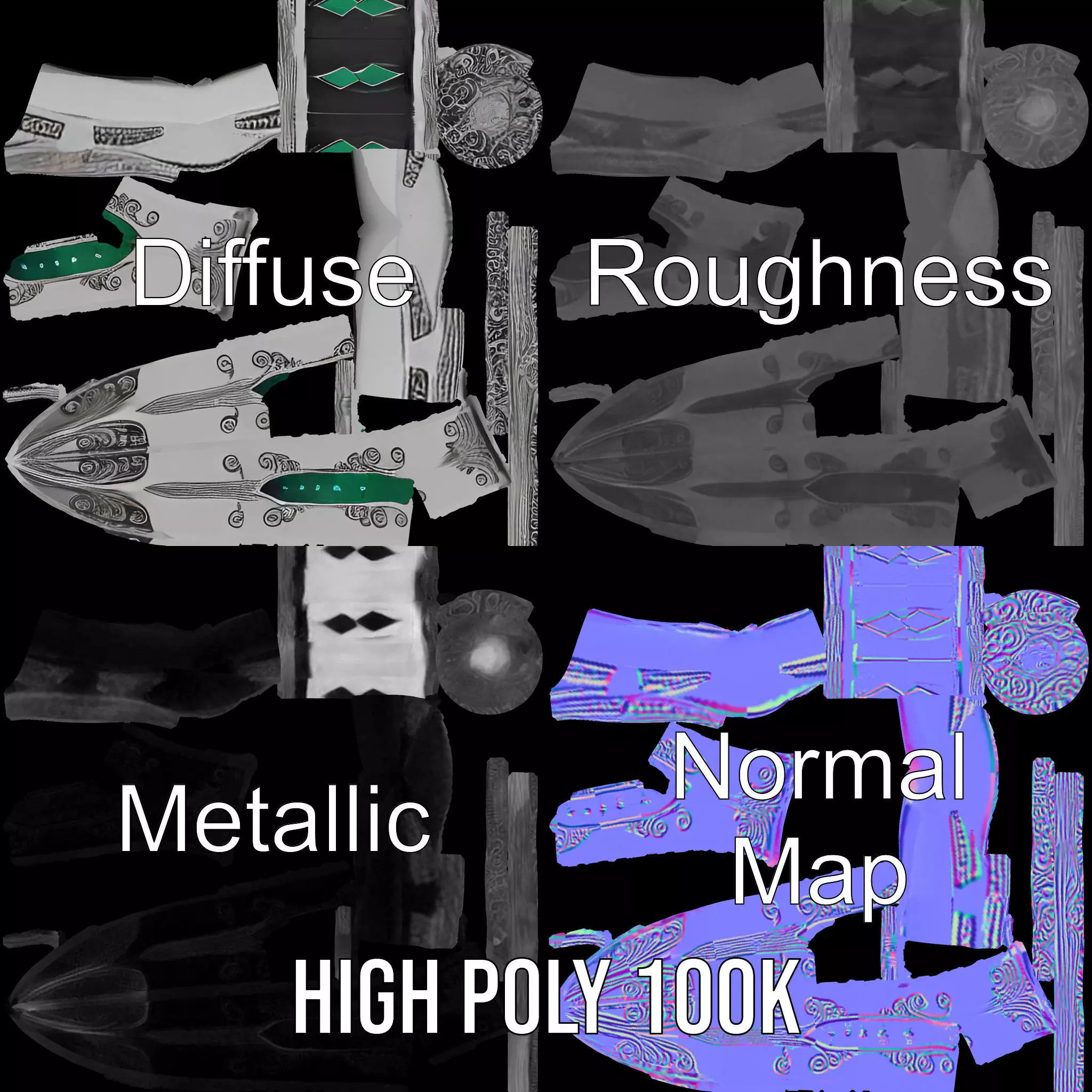 Emerald Enchanted Dagger model pack Low-poly 3D model_3