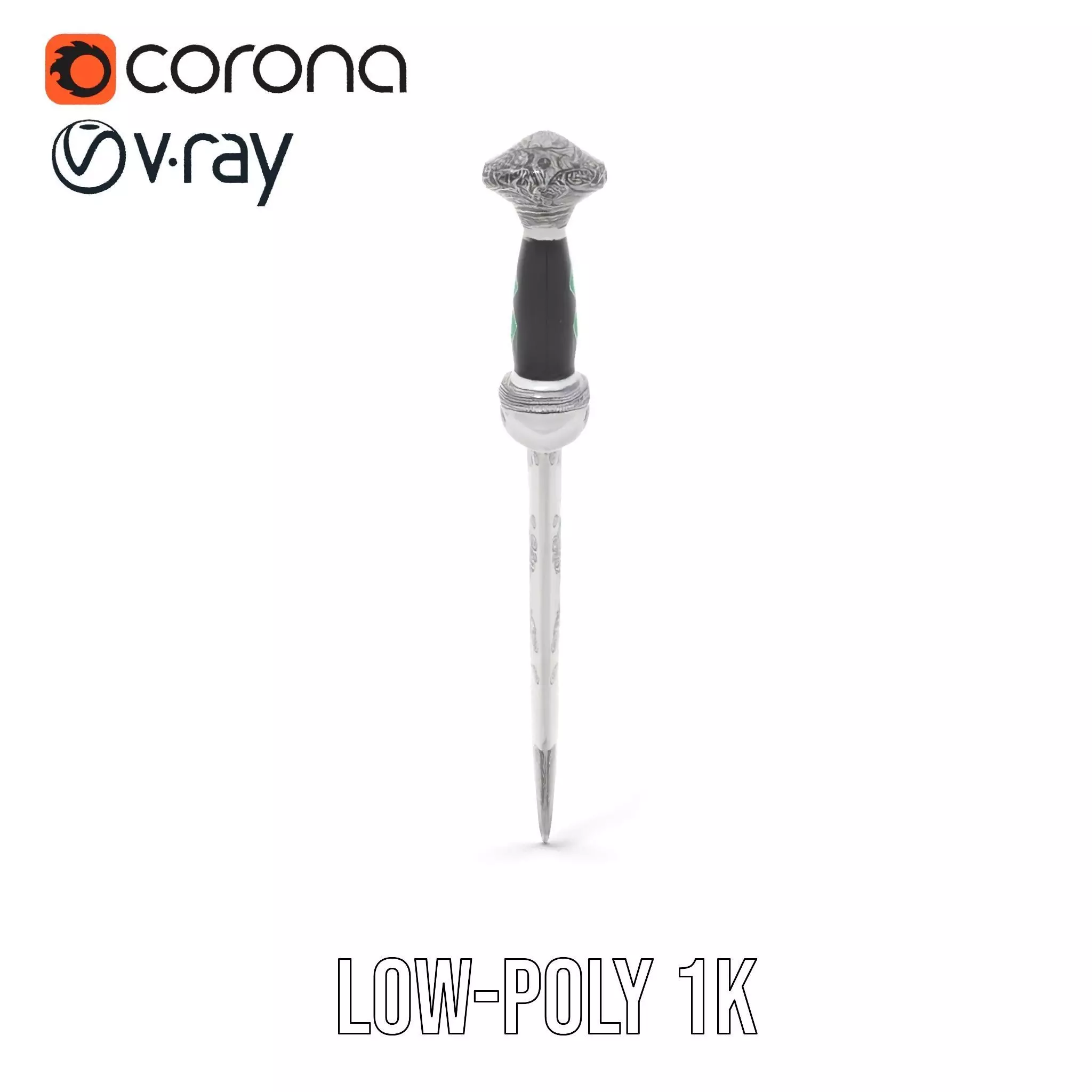 Emerald Enchanted Dagger model pack Low-poly 3D model_11