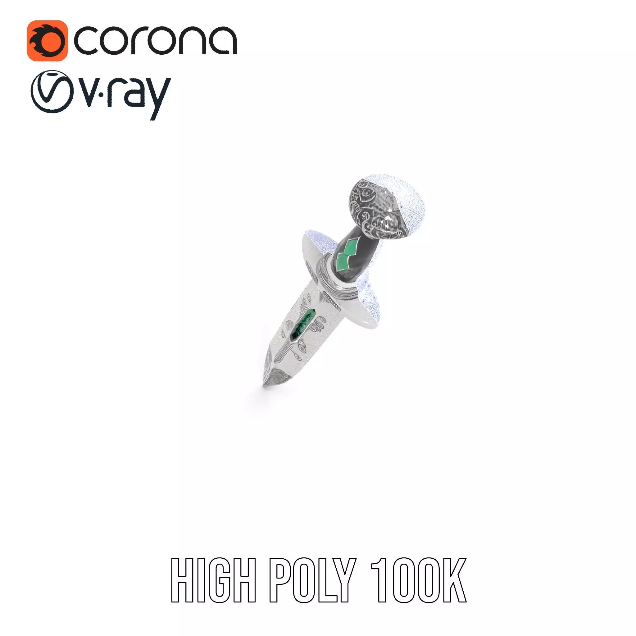 Emerald Enchanted Dagger model pack Low-poly 3D model_32