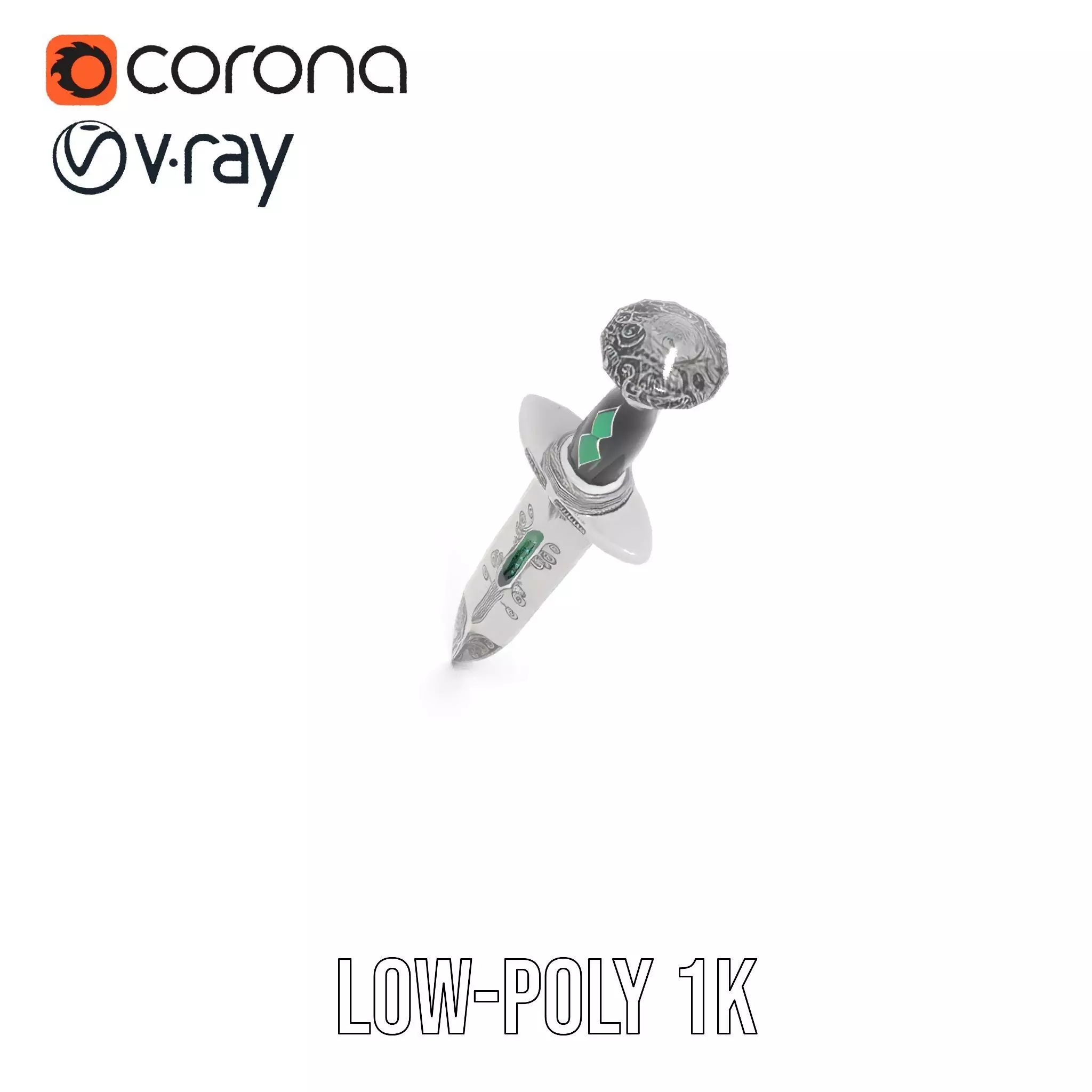 Emerald Enchanted Dagger model pack Low-poly 3D model_14