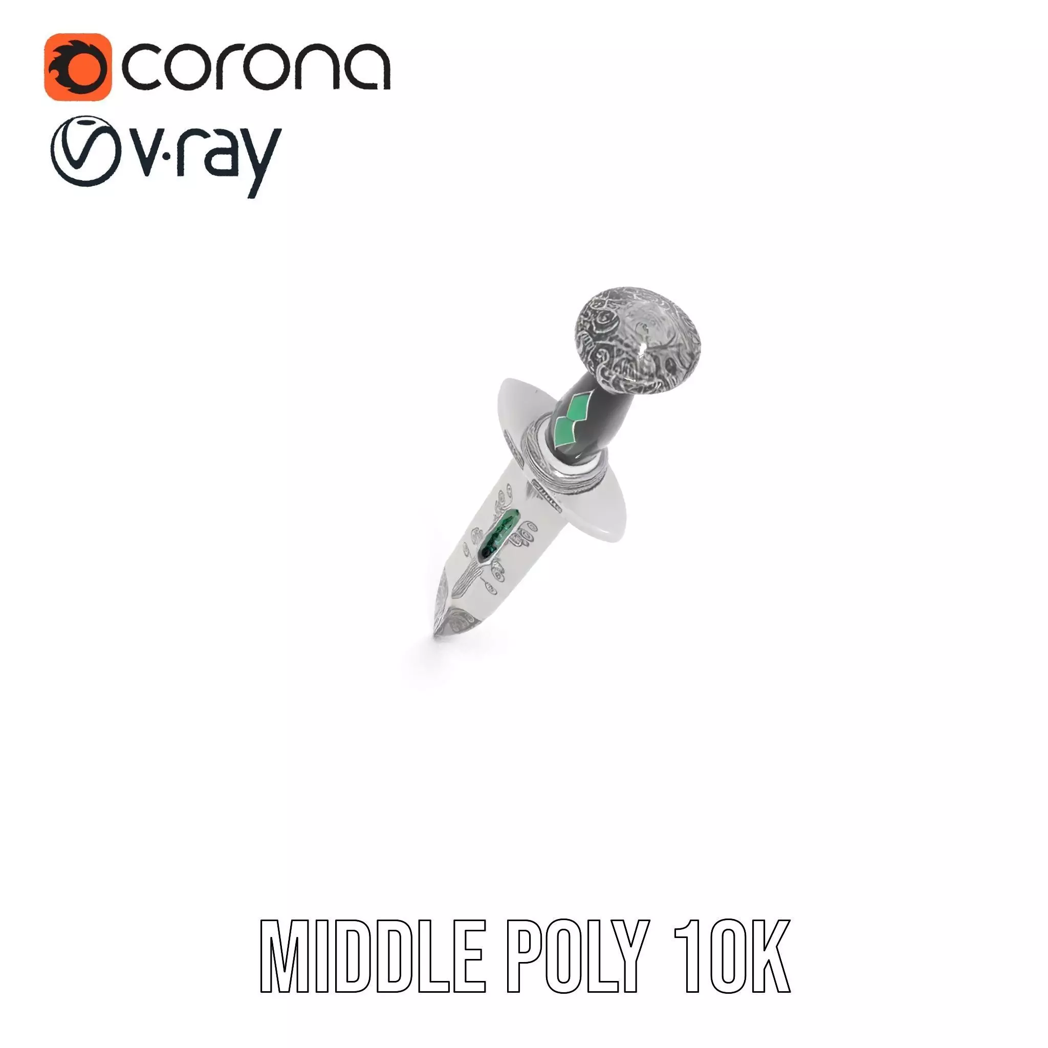 Emerald Enchanted Dagger model pack Low-poly 3D model_6