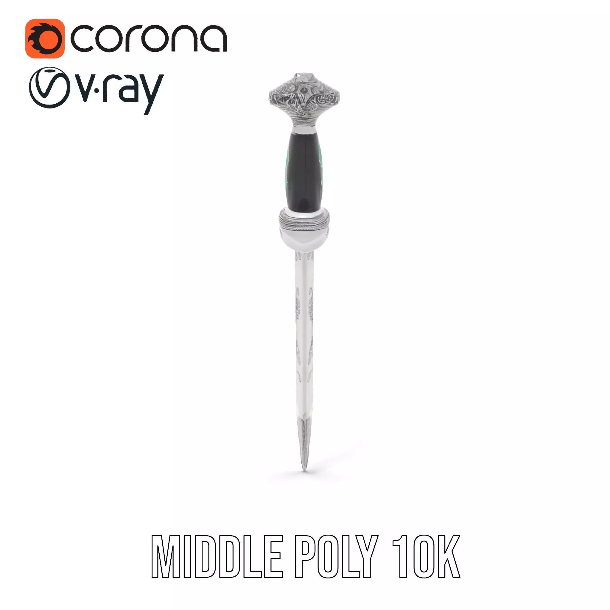 Emerald Enchanted Dagger model pack Low-poly 3D model_16