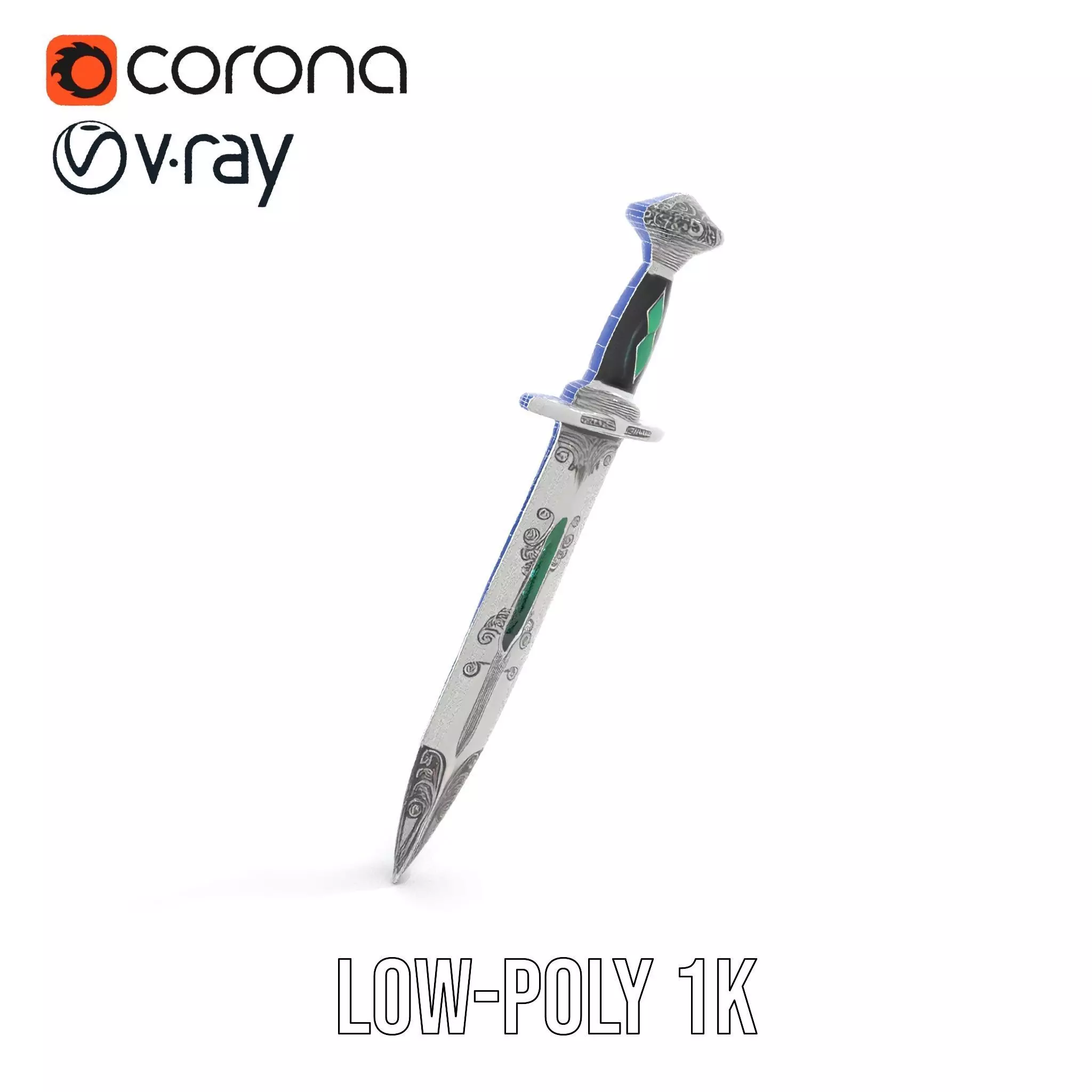 Emerald Enchanted Dagger model pack Low-poly 3D model_22