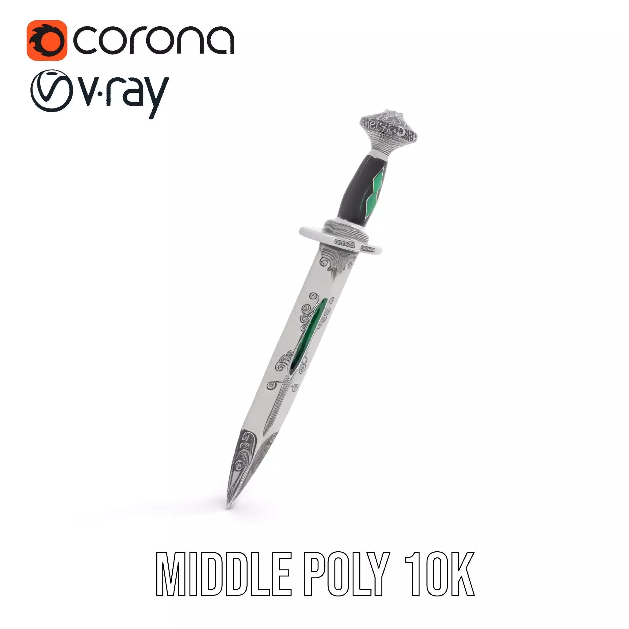 Emerald Enchanted Dagger model pack Low-poly 3D model_10