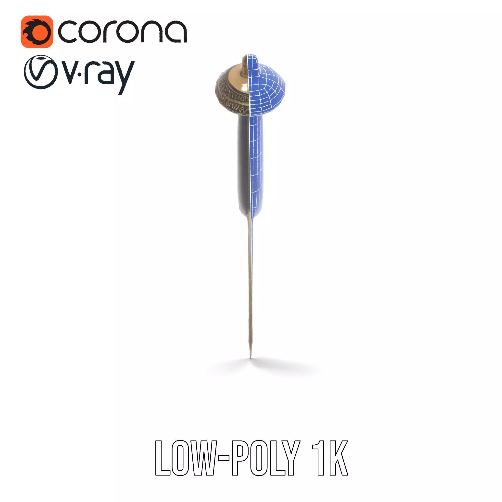 Ornate Viking Sword model pack Low-poly 3D model_22