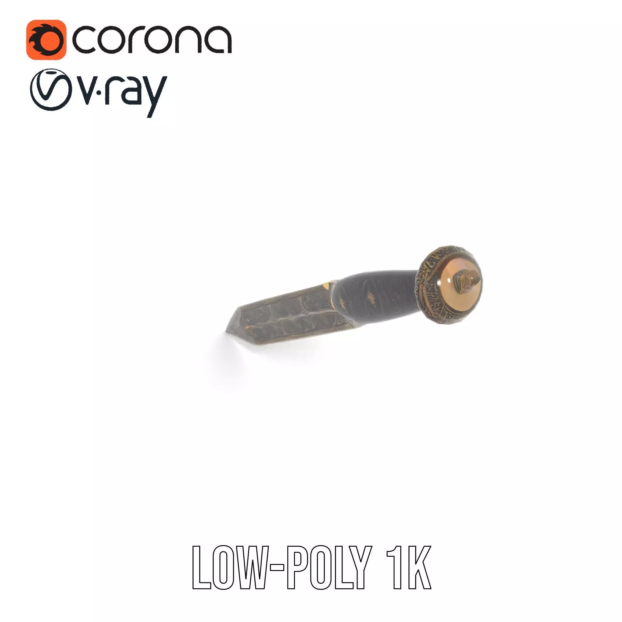 Ornate Viking Sword model pack Low-poly 3D model_9