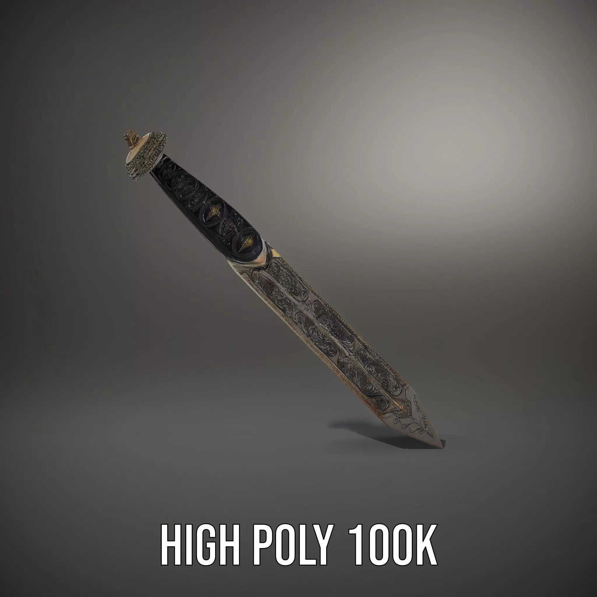 Ornate Viking Sword model pack Low-poly 3D model_10