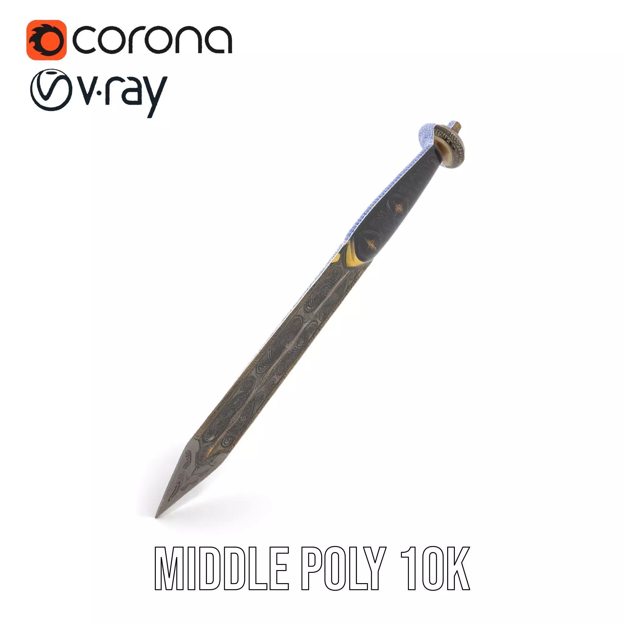 Ornate Viking Sword model pack Low-poly 3D model_21