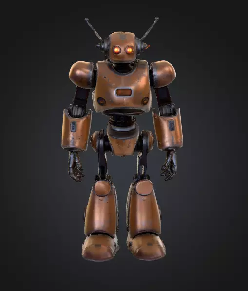 Retro Sci-Fi Robot Low-Poly Game Ready PBR 3D Model 3D print model_0