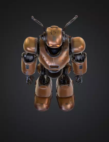 Retro Sci-Fi Robot Low-Poly Game Ready PBR 3D Model 3D print model_3