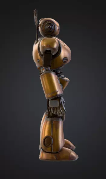 Retro Sci-Fi Robot Low-Poly Game Ready PBR 3D Model 3D print model_1