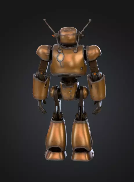 Retro Sci-Fi Robot Low-Poly Game Ready PBR 3D Model 3D print model_2