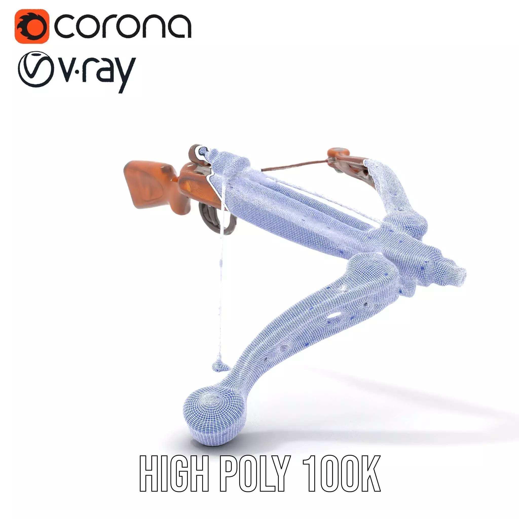 Ornate Wooden Crossbow model pack Low-poly 3D model_32