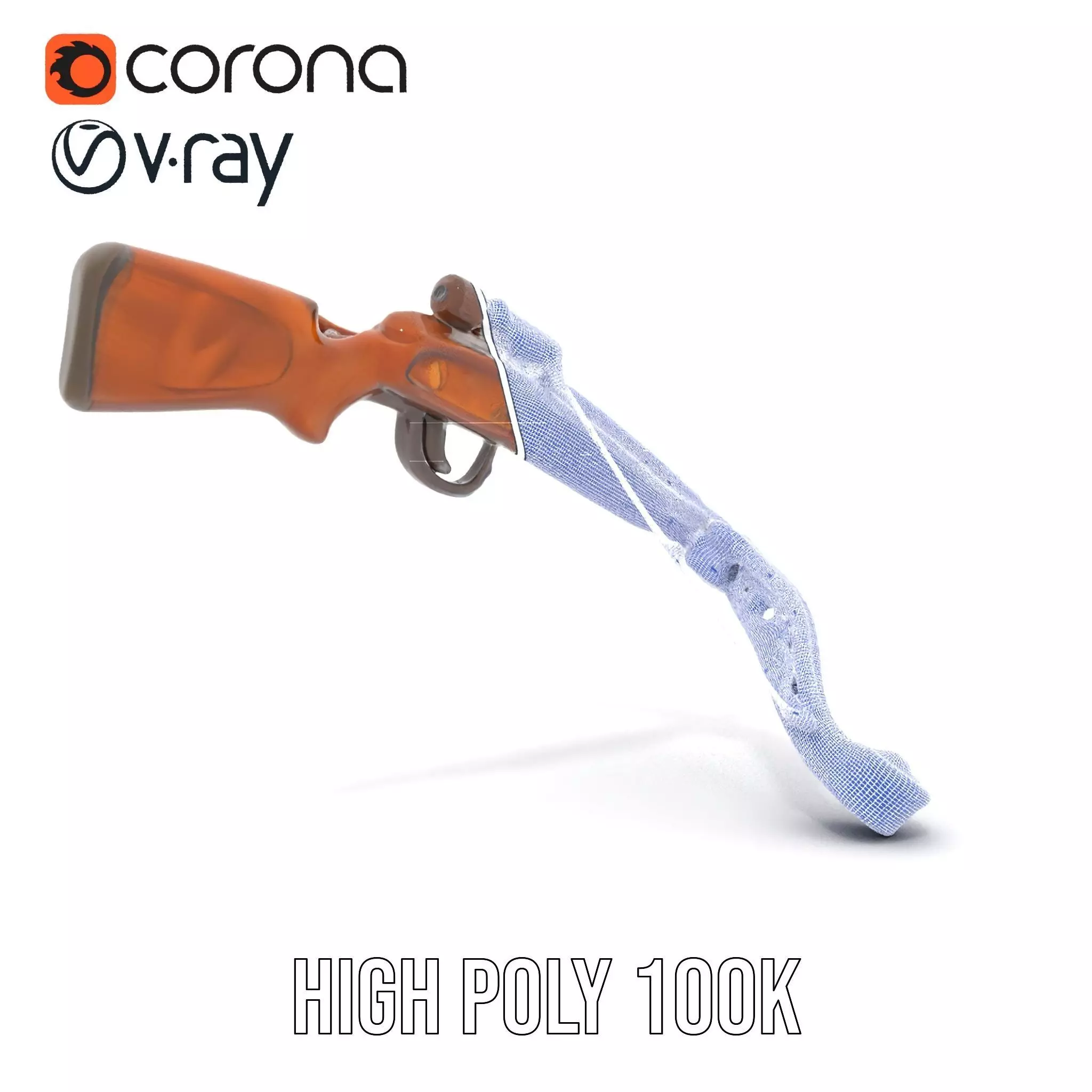 Ornate Wooden Crossbow model pack Low-poly 3D model_31