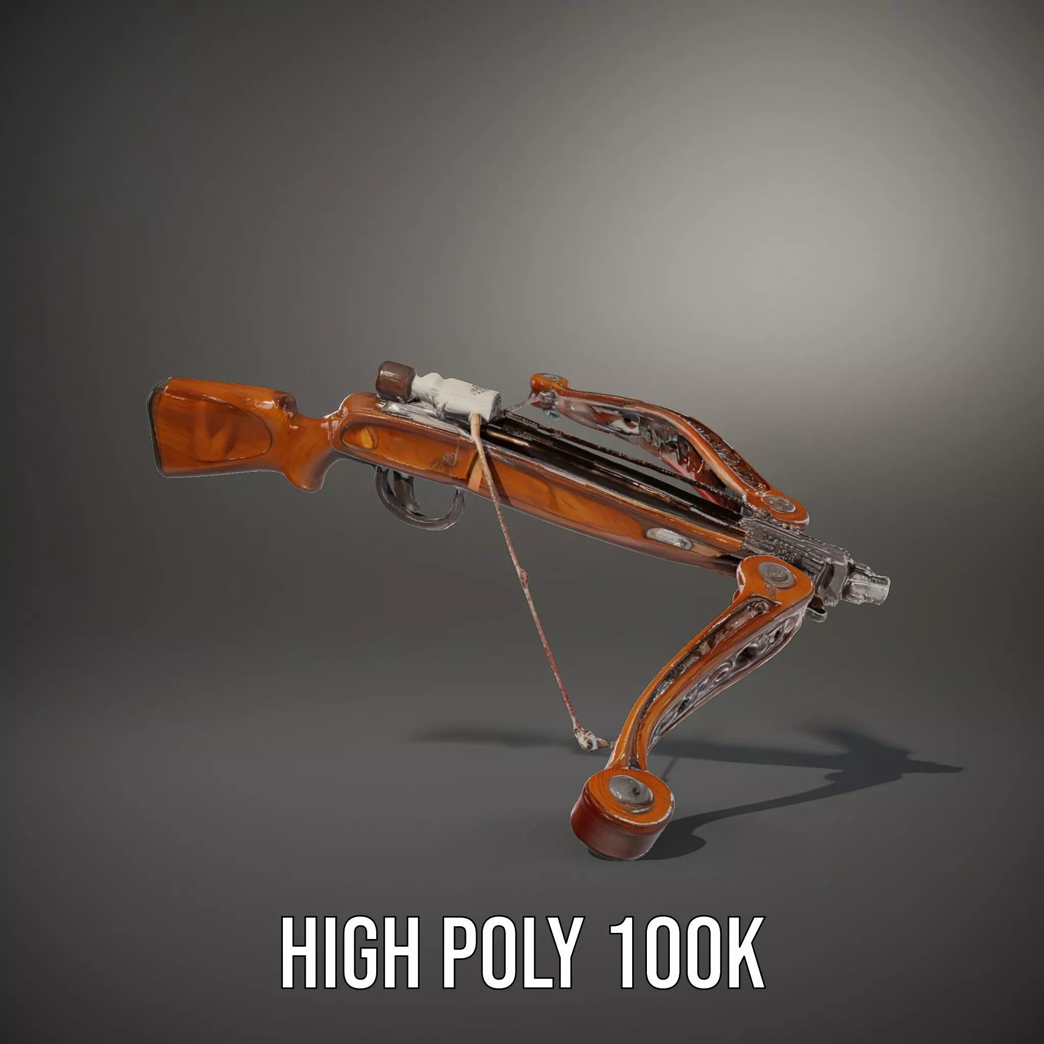 Ornate Wooden Crossbow model pack Low-poly 3D model_8
