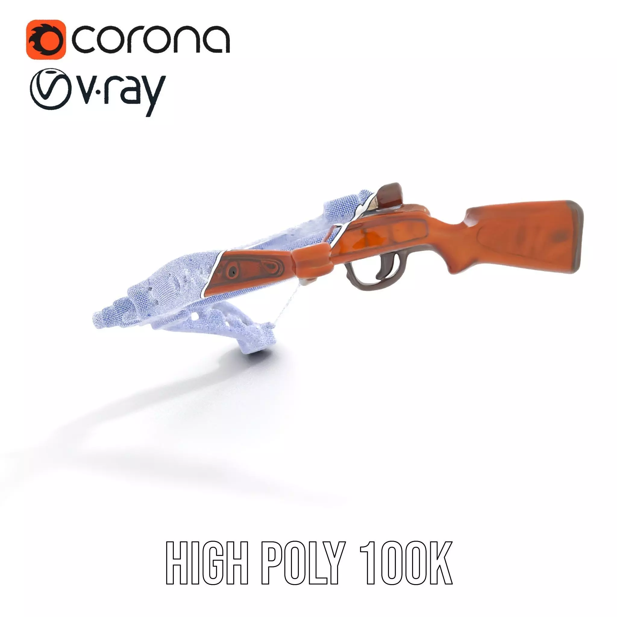 Ornate Wooden Crossbow model pack Low-poly 3D model_34