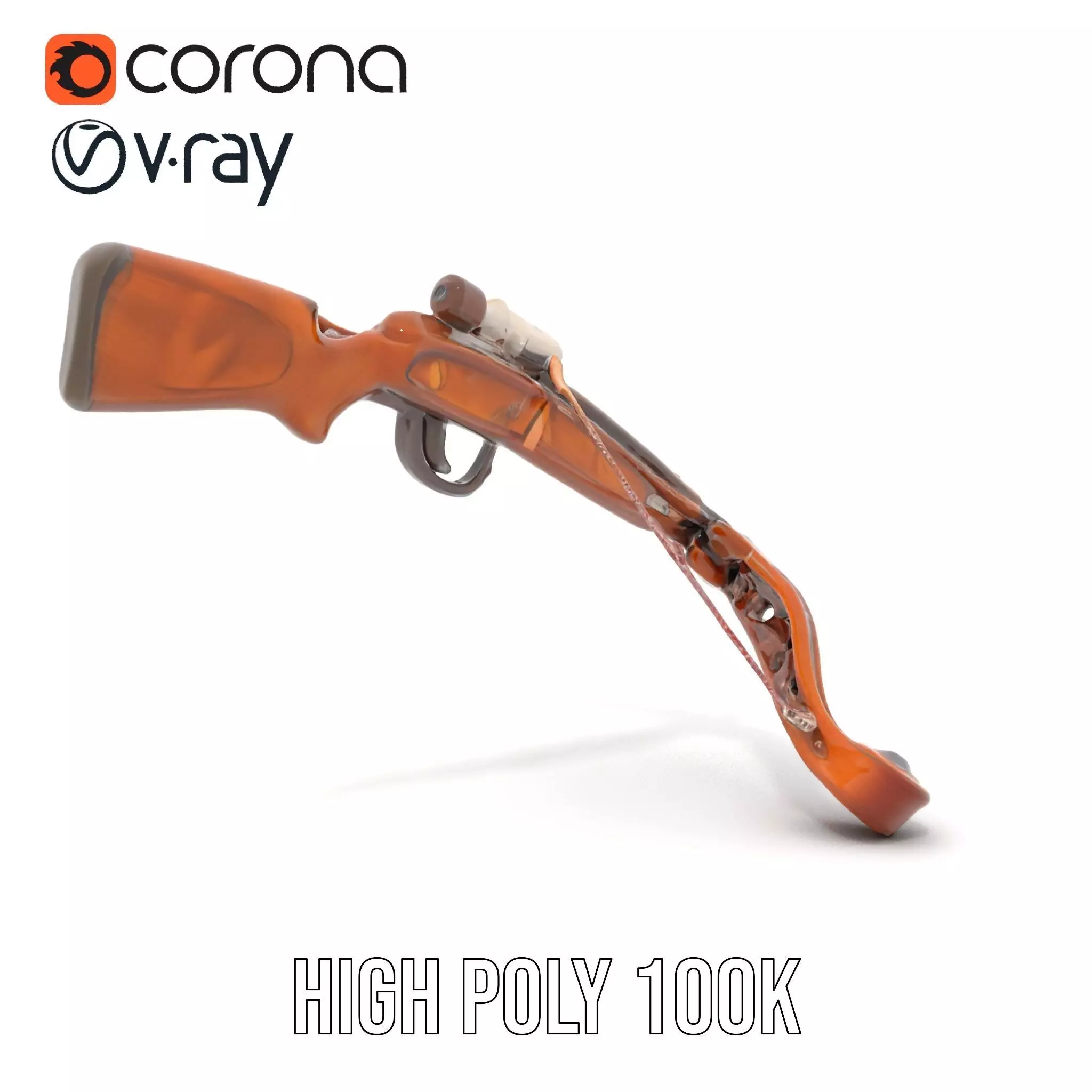 Ornate Wooden Crossbow model pack Low-poly 3D model_26