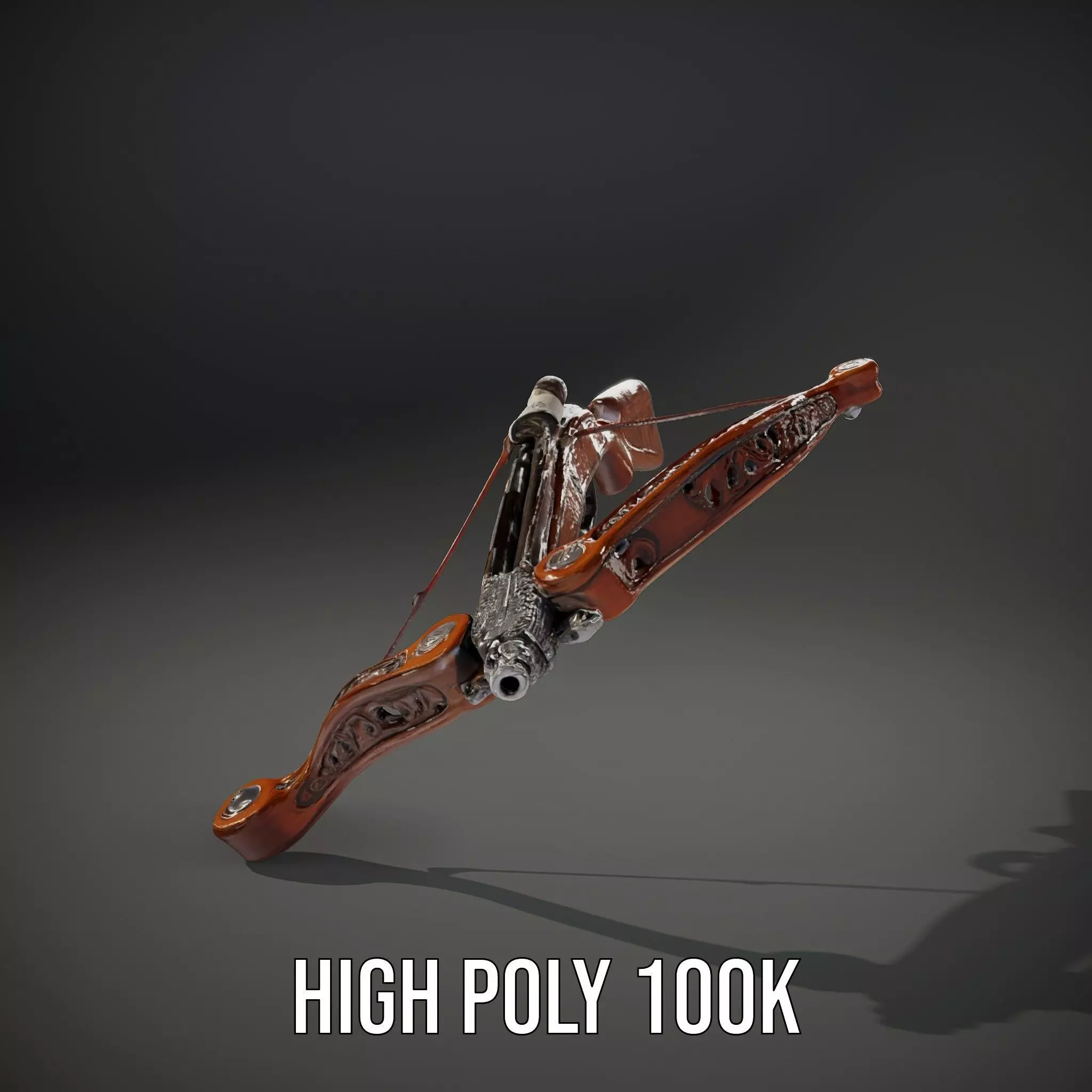 Ornate Wooden Crossbow model pack Low-poly 3D model_10