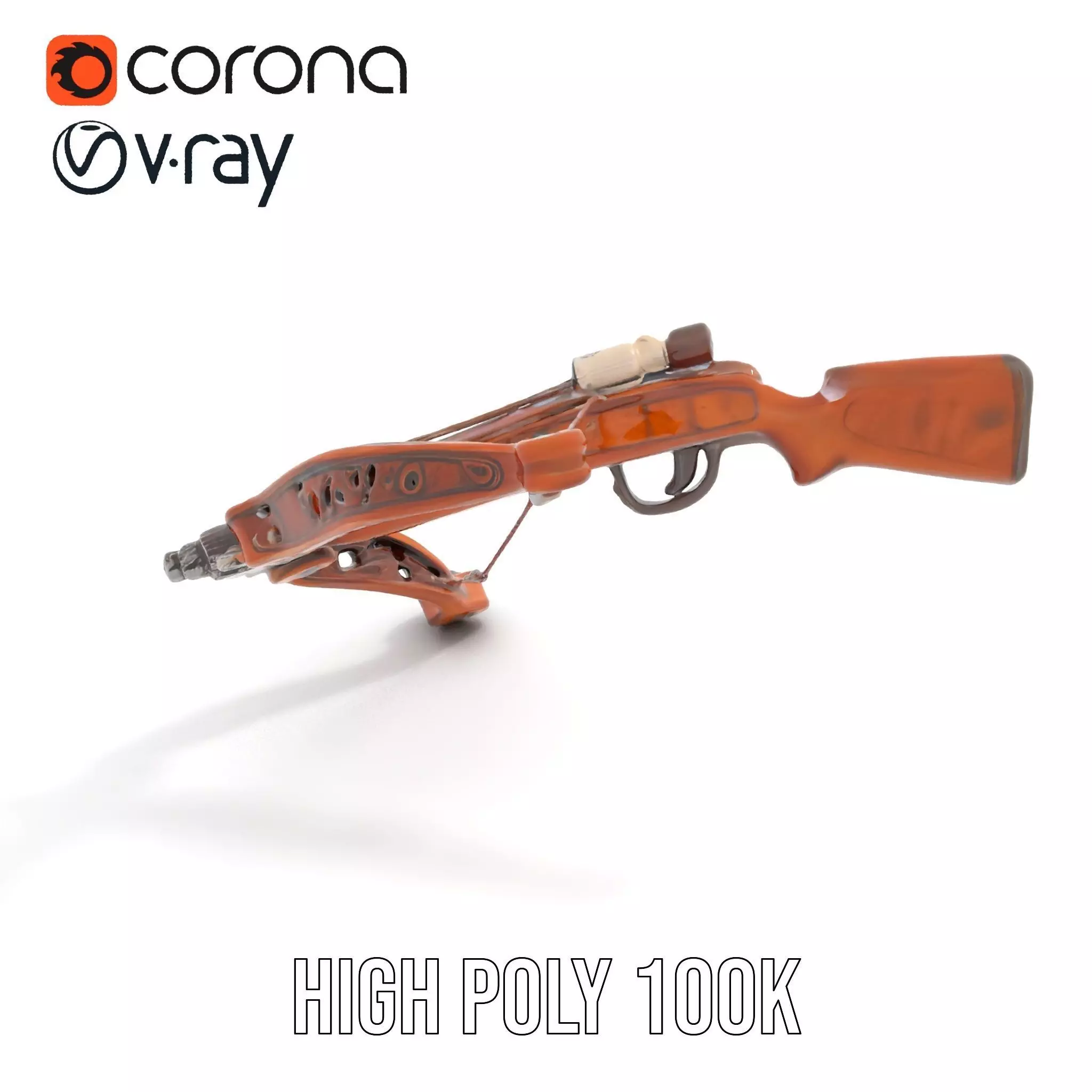 Ornate Wooden Crossbow model pack Low-poly 3D model_21