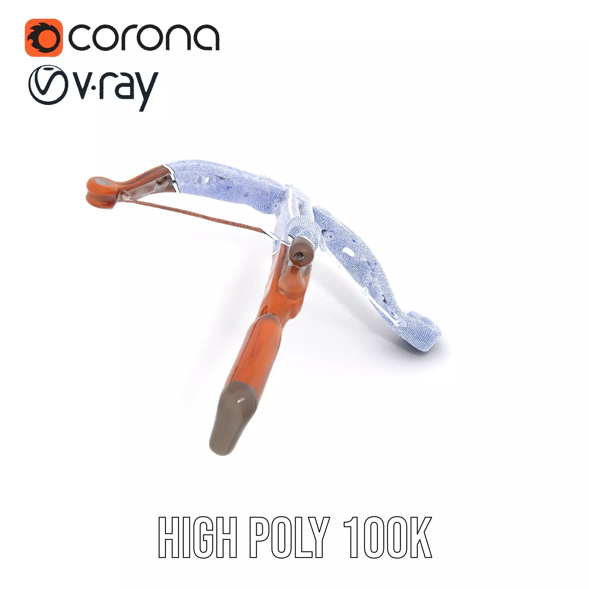 Ornate Wooden Crossbow model pack Low-poly 3D model_33