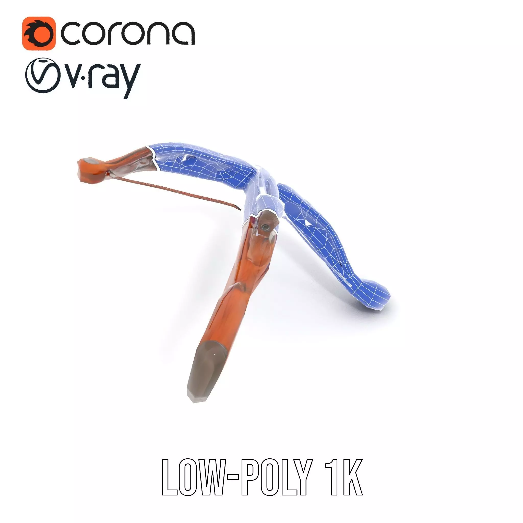 Ornate Wooden Crossbow model pack Low-poly 3D model_20