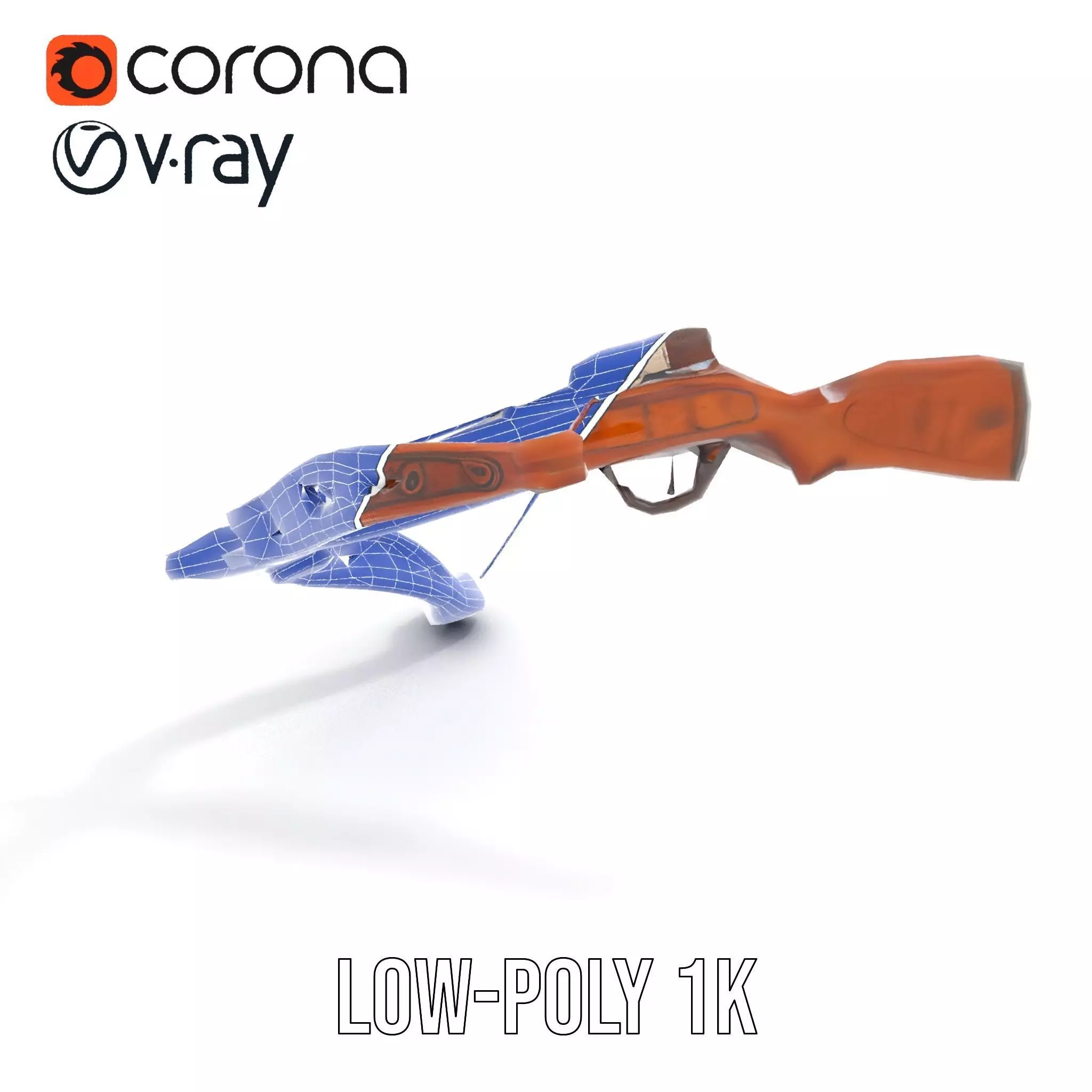 Ornate Wooden Crossbow model pack Low-poly 3D model_12