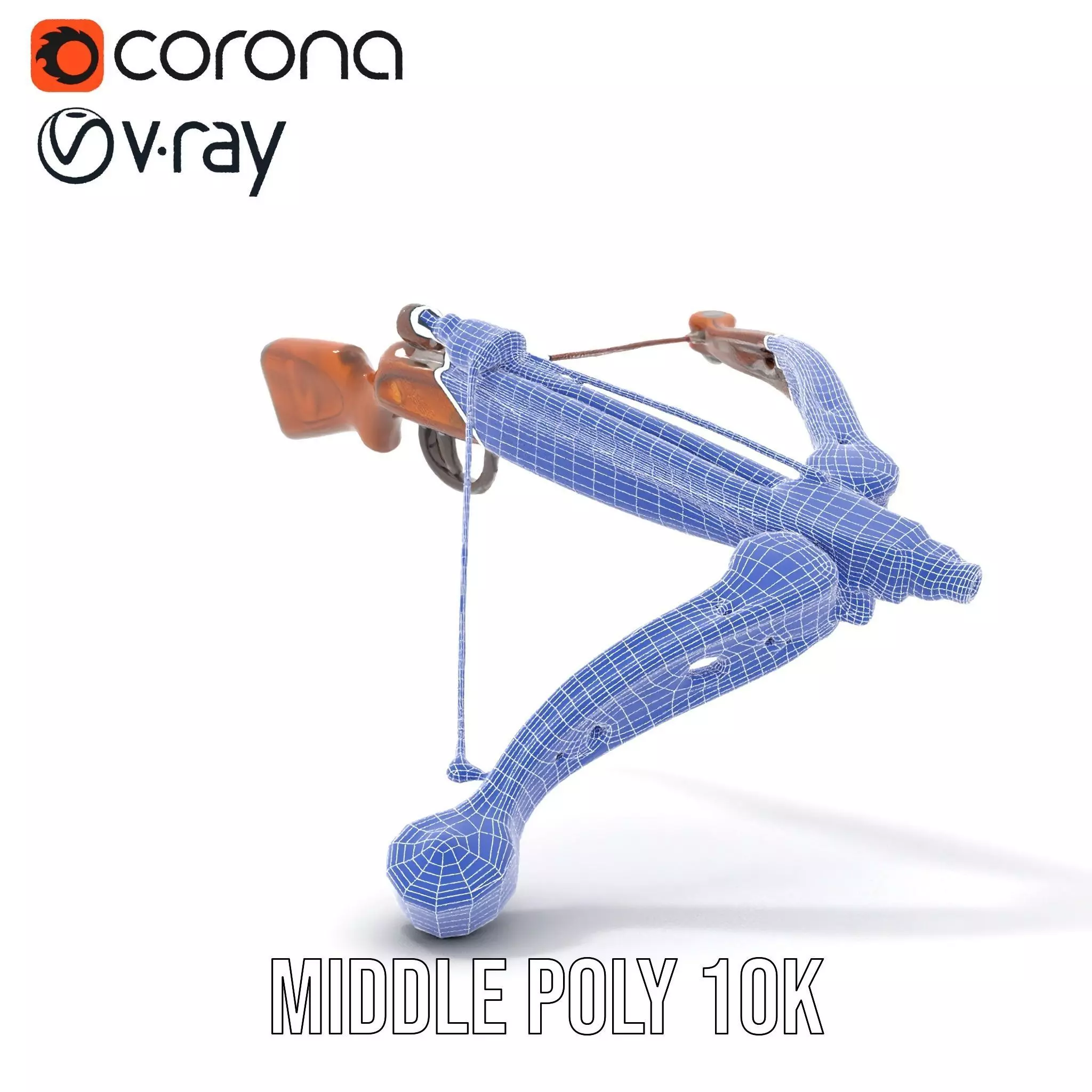 Ornate Wooden Crossbow model pack Low-poly 3D model_29