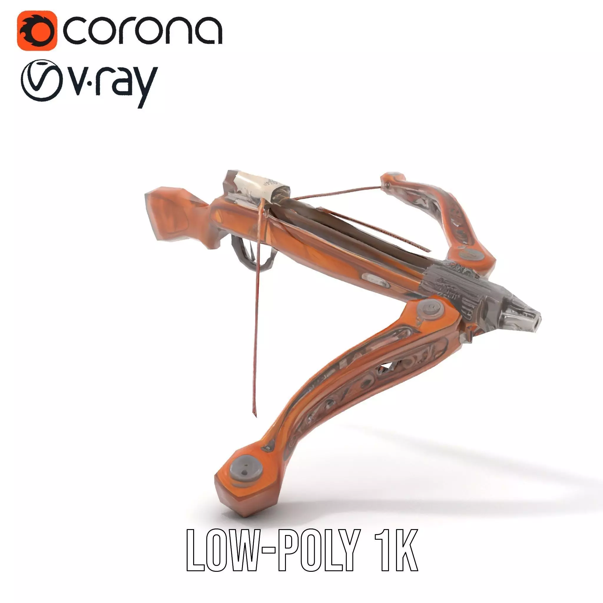 Ornate Wooden Crossbow model pack Low-poly 3D model_23