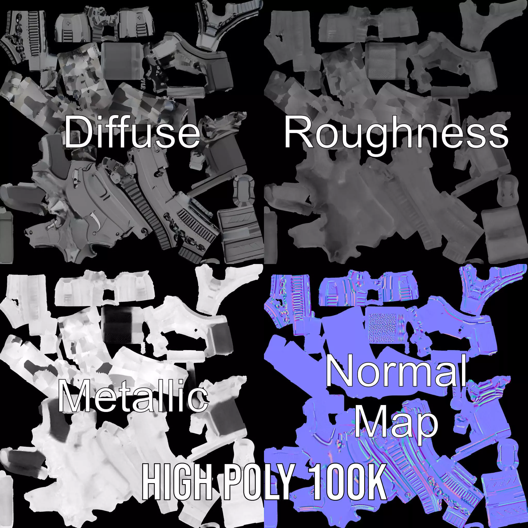 Tactical Black Rifle model pack Low-poly 3D model_3