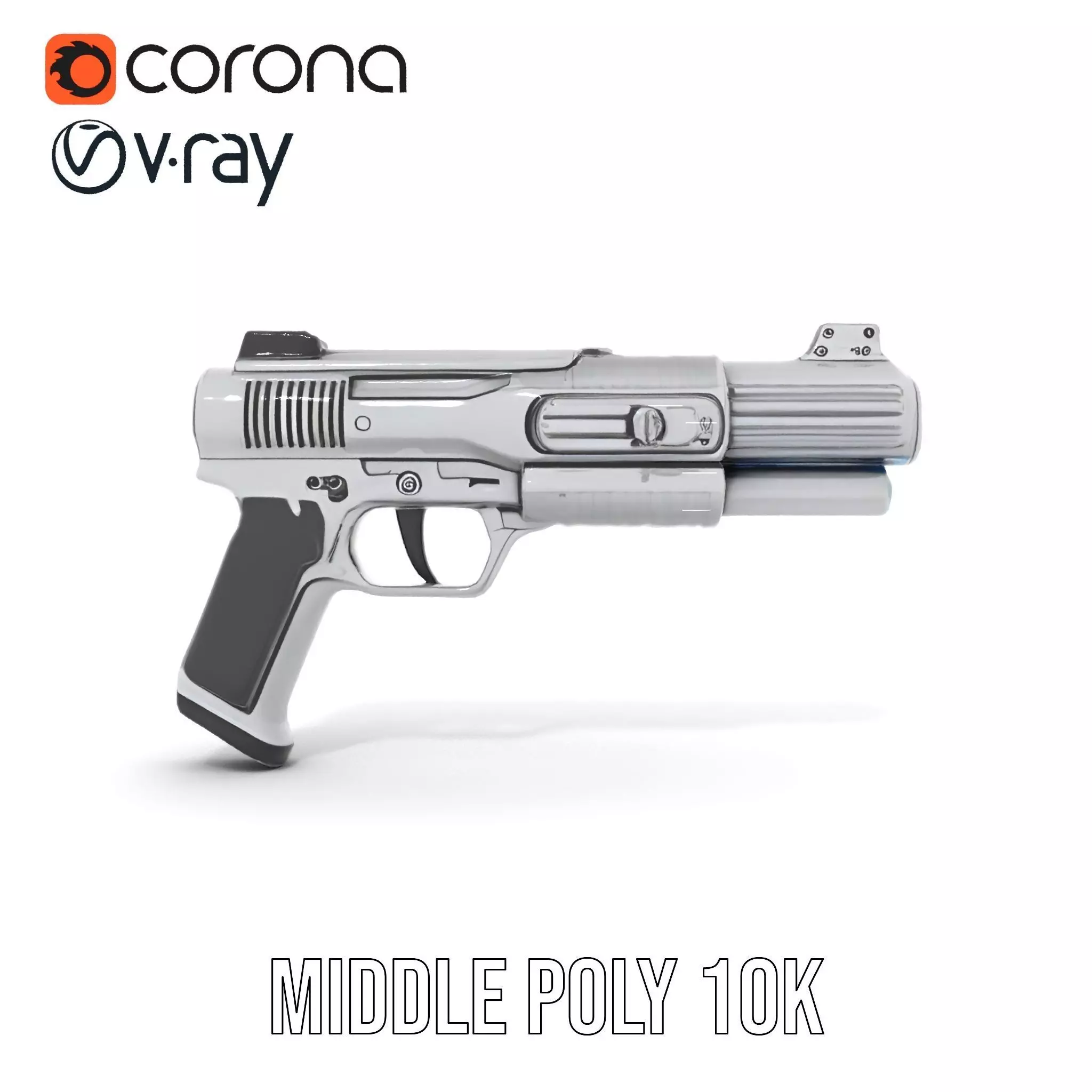 Futuristic Silver Blaster model pack Low-poly 3D model_6