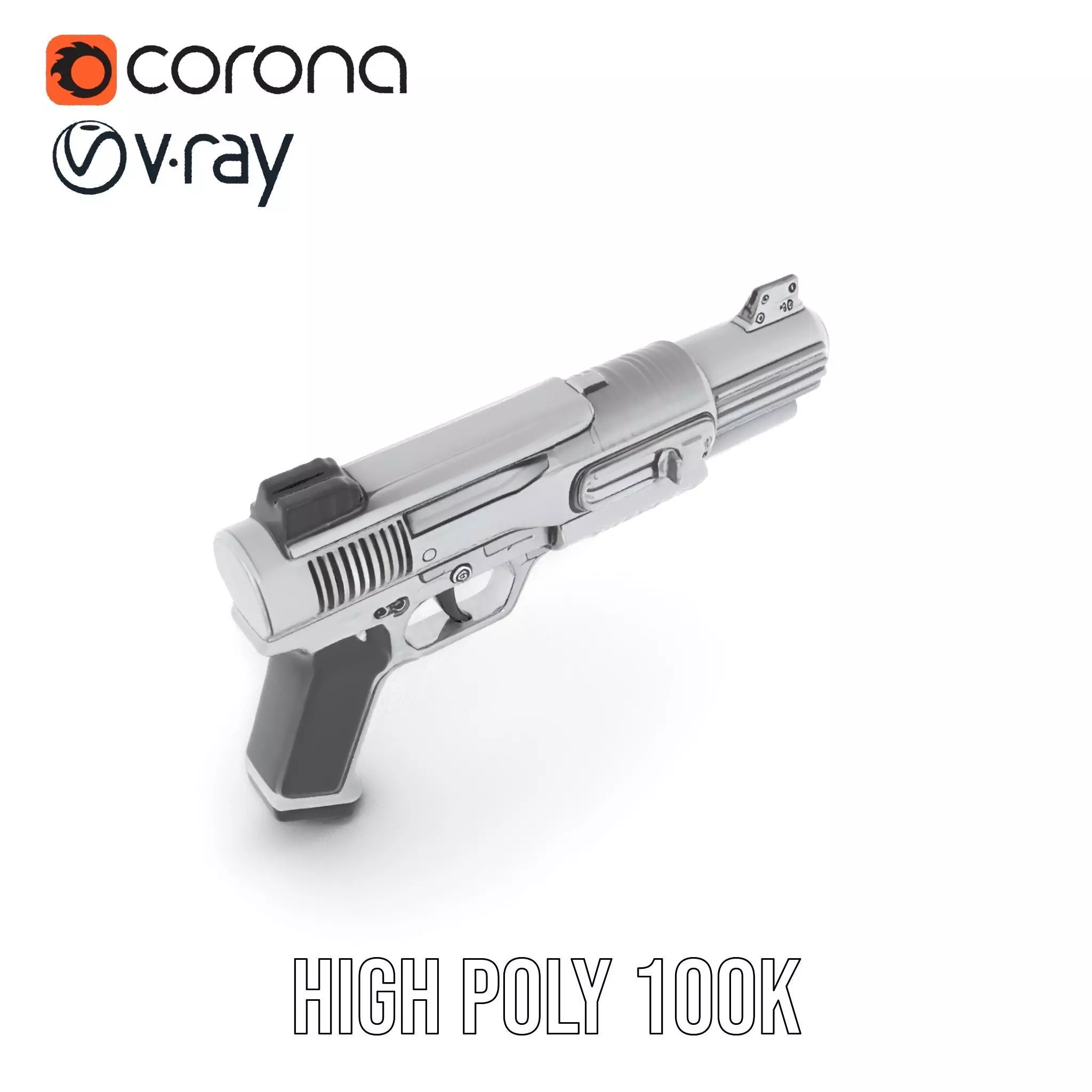 Futuristic Silver Blaster model pack Low-poly 3D model_31