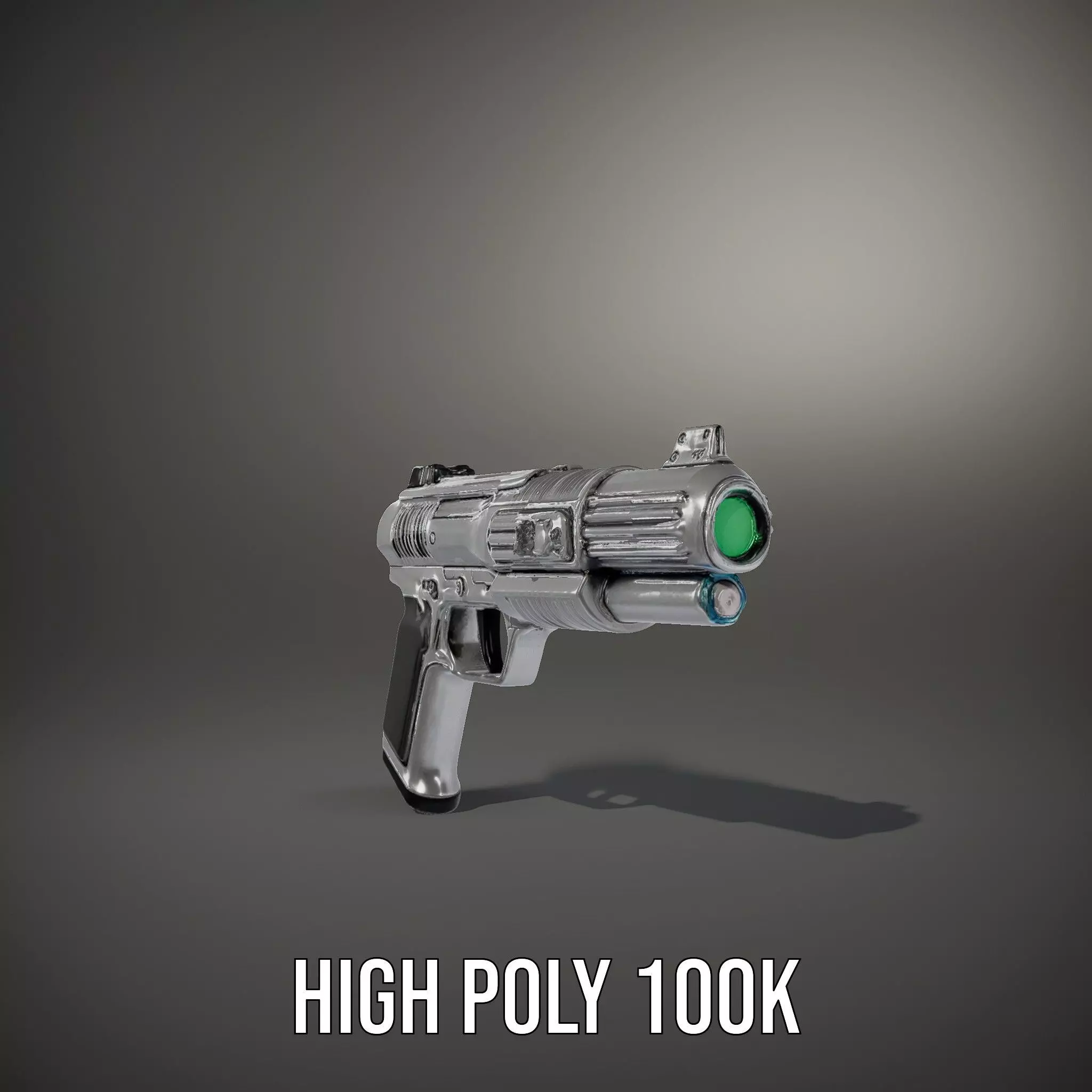 Futuristic Silver Blaster model pack Low-poly 3D model_10