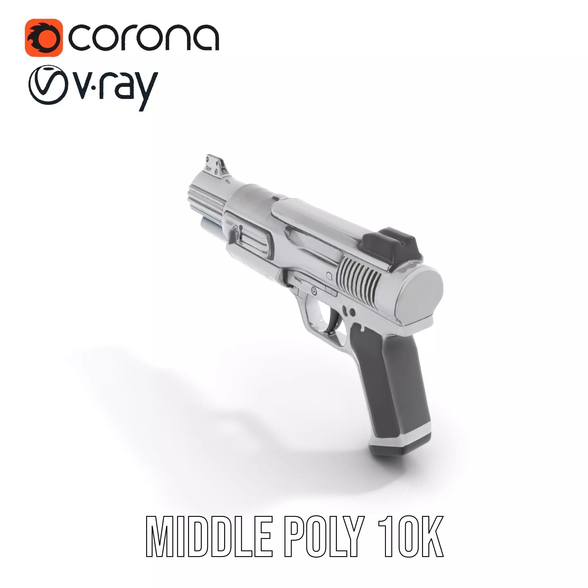 Futuristic Silver Blaster model pack Low-poly 3D model_5