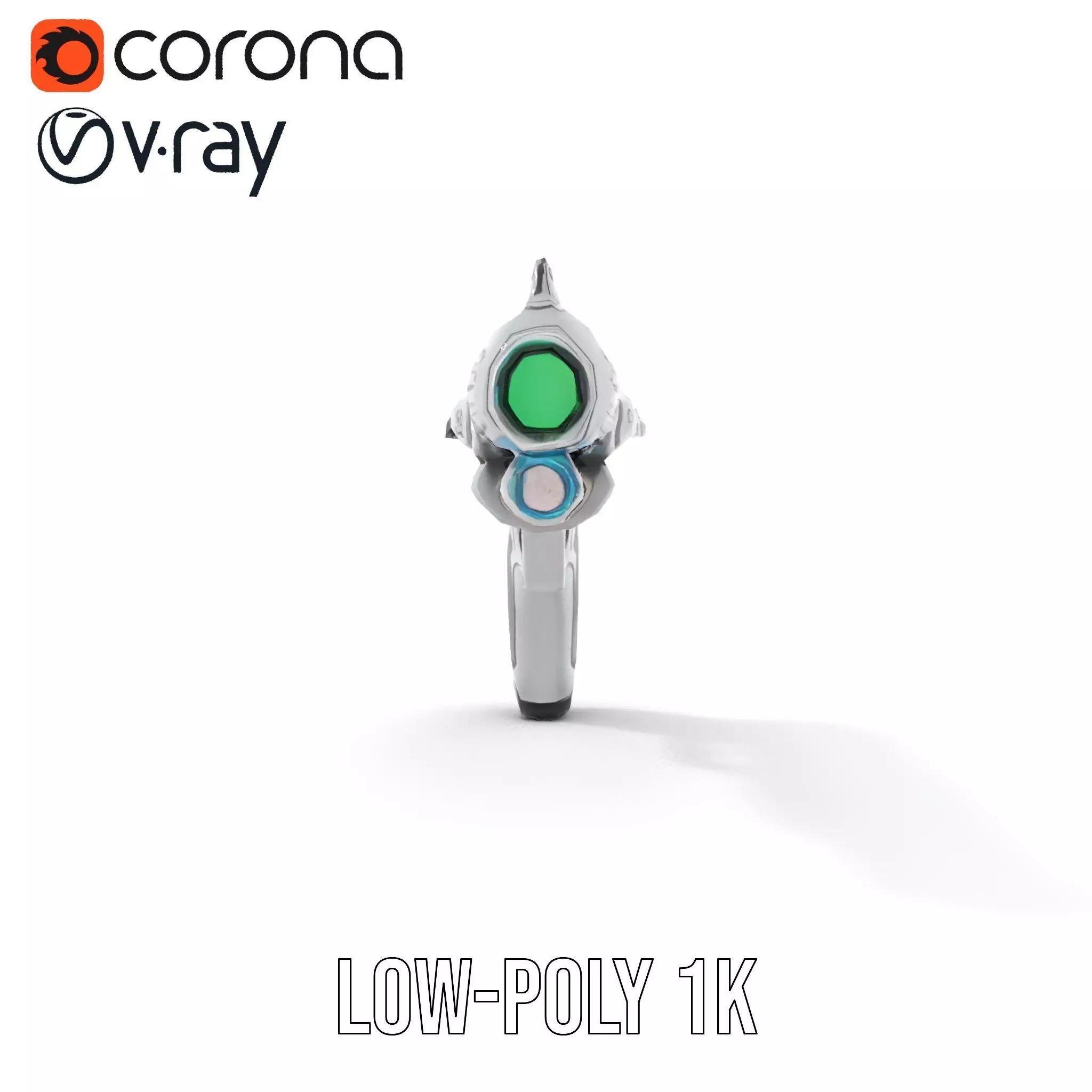 Futuristic Silver Blaster model pack Low-poly 3D model_27