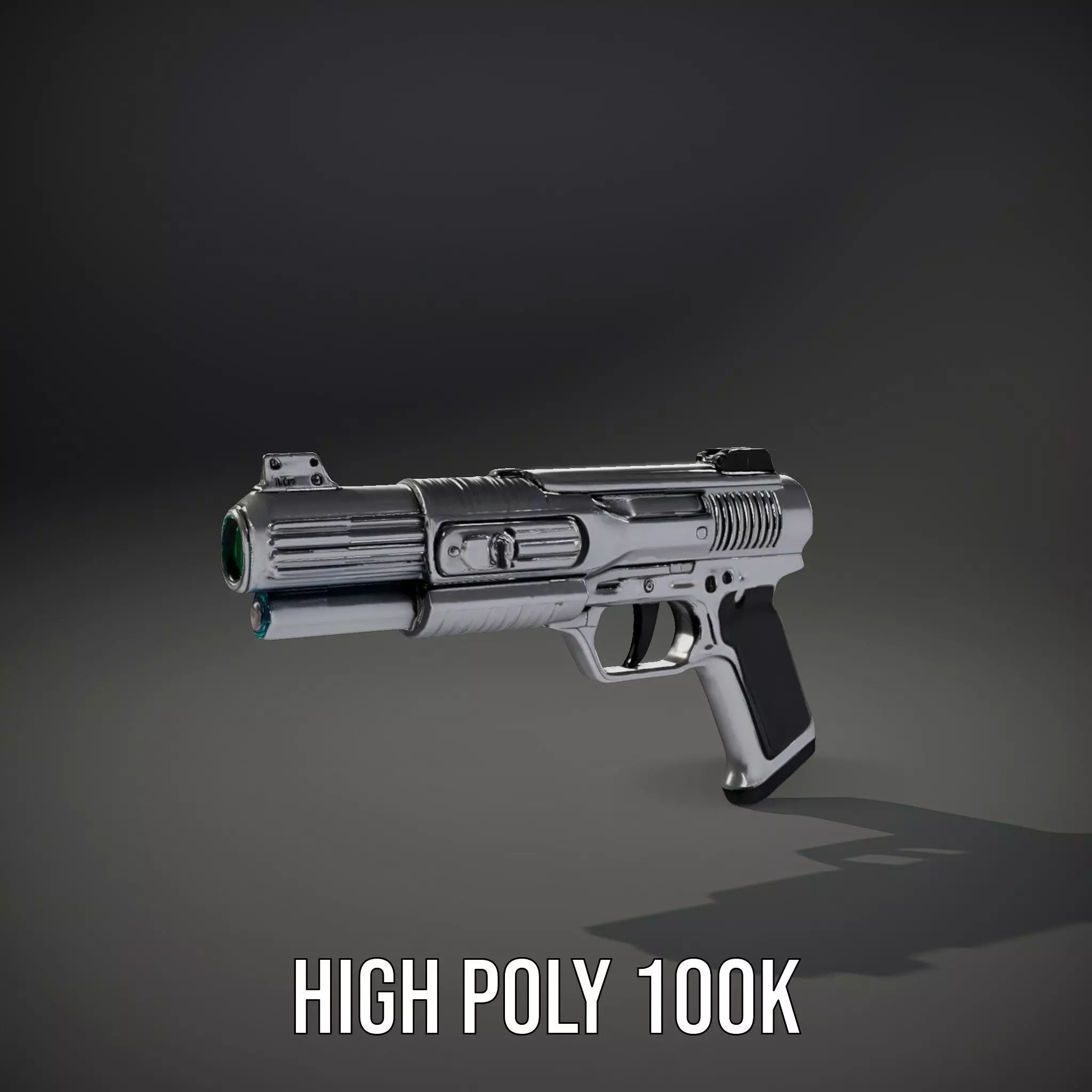 Futuristic Silver Blaster model pack Low-poly 3D model_8